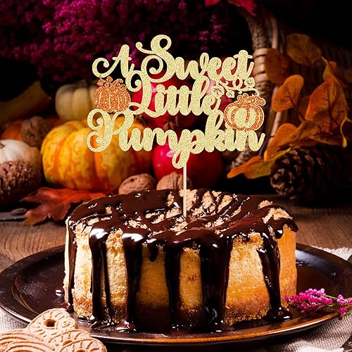 Miniatura 7 de 1 decoración para pastel de calabaza dulce y dorada con purpurina de calabaza para baby shower, temática de calabaza, baby shower, suministros de