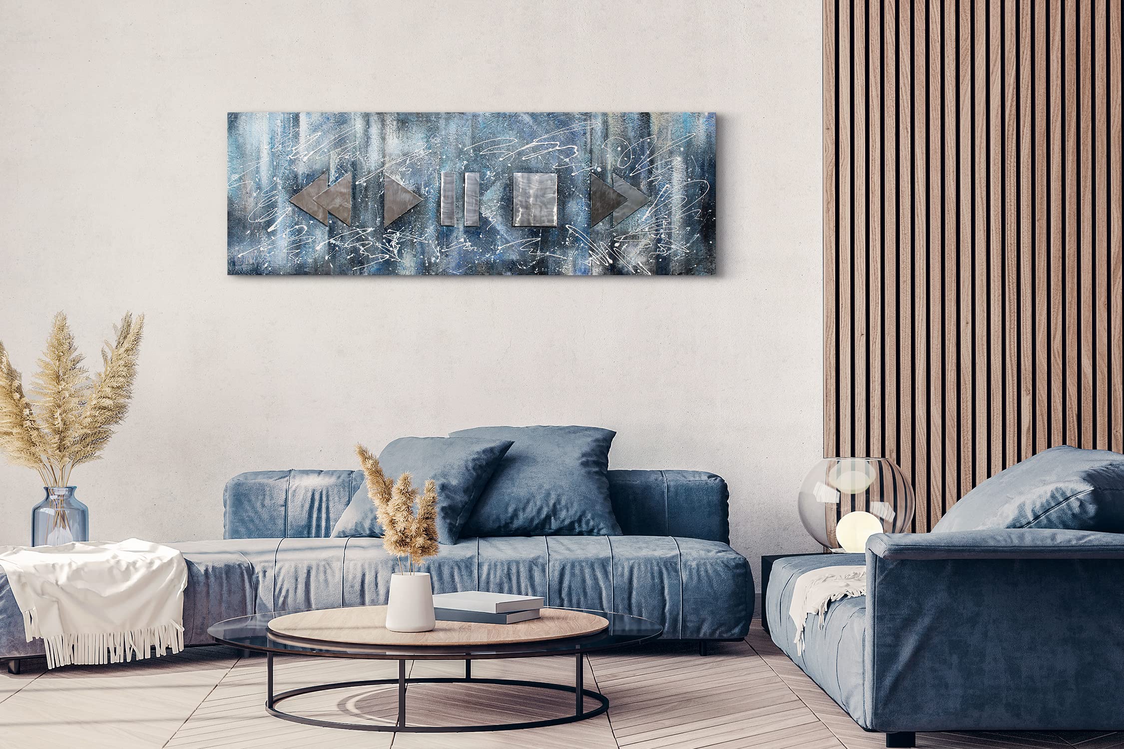 YS-Art Loft | cuadro pintado a mano Lebensrhythmus | cuadro moderno acrilico | 150x50 cm | lienzo pintado a mano | cuadros dormitories | único | LT009