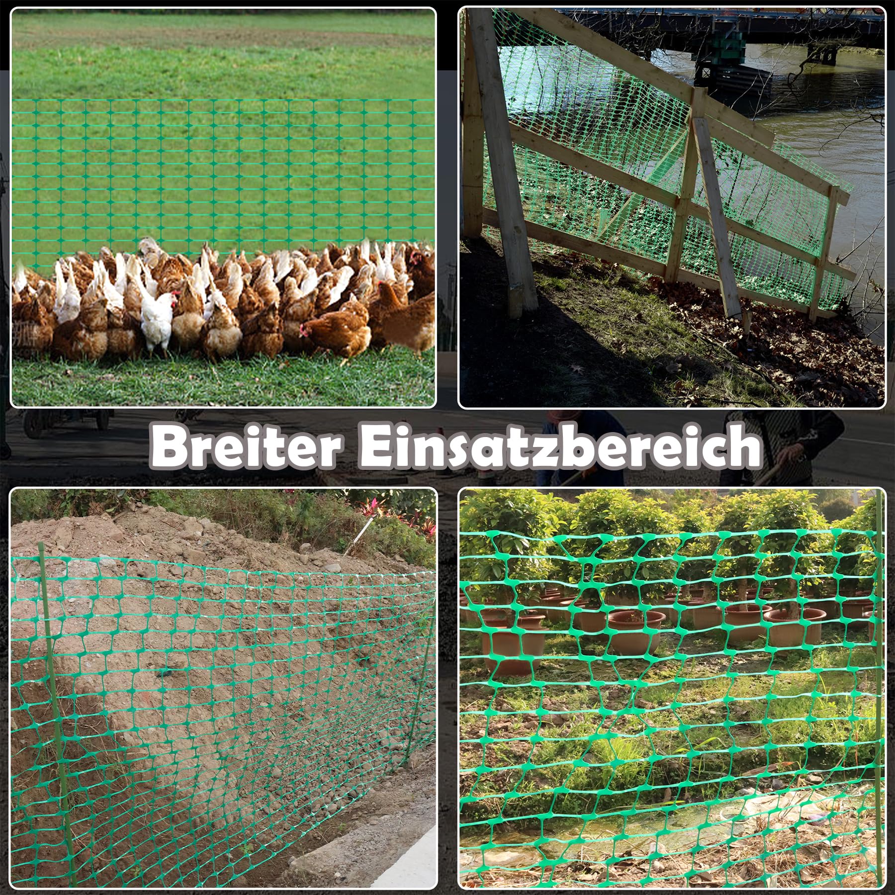 Froadp Valla de cebo de 1 m x 80 m con clavos y cintas, cerca, red de seguridad de plástico, valla móvil, valla multifunción, valla de oveja, valla de perro, red de aves de corral, valla de