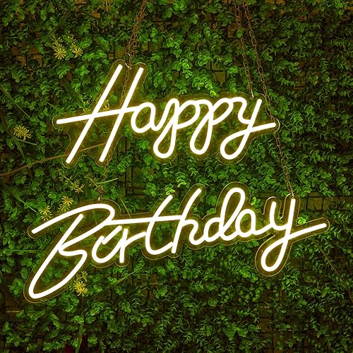 IbayNawi Letrero de neón de feliz cumpleaños letrero de luz LED de neón para decoración de pared dormitorio fiesta de cumpleaños regalo con