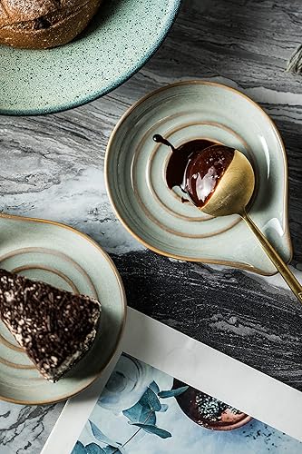 Miniatura 25 de Soporte de cuchara de cerámica para encimera de cocina, soporte de cuchara de porcelana para estufa, soporte grande para espátula, cucharas o Blanco