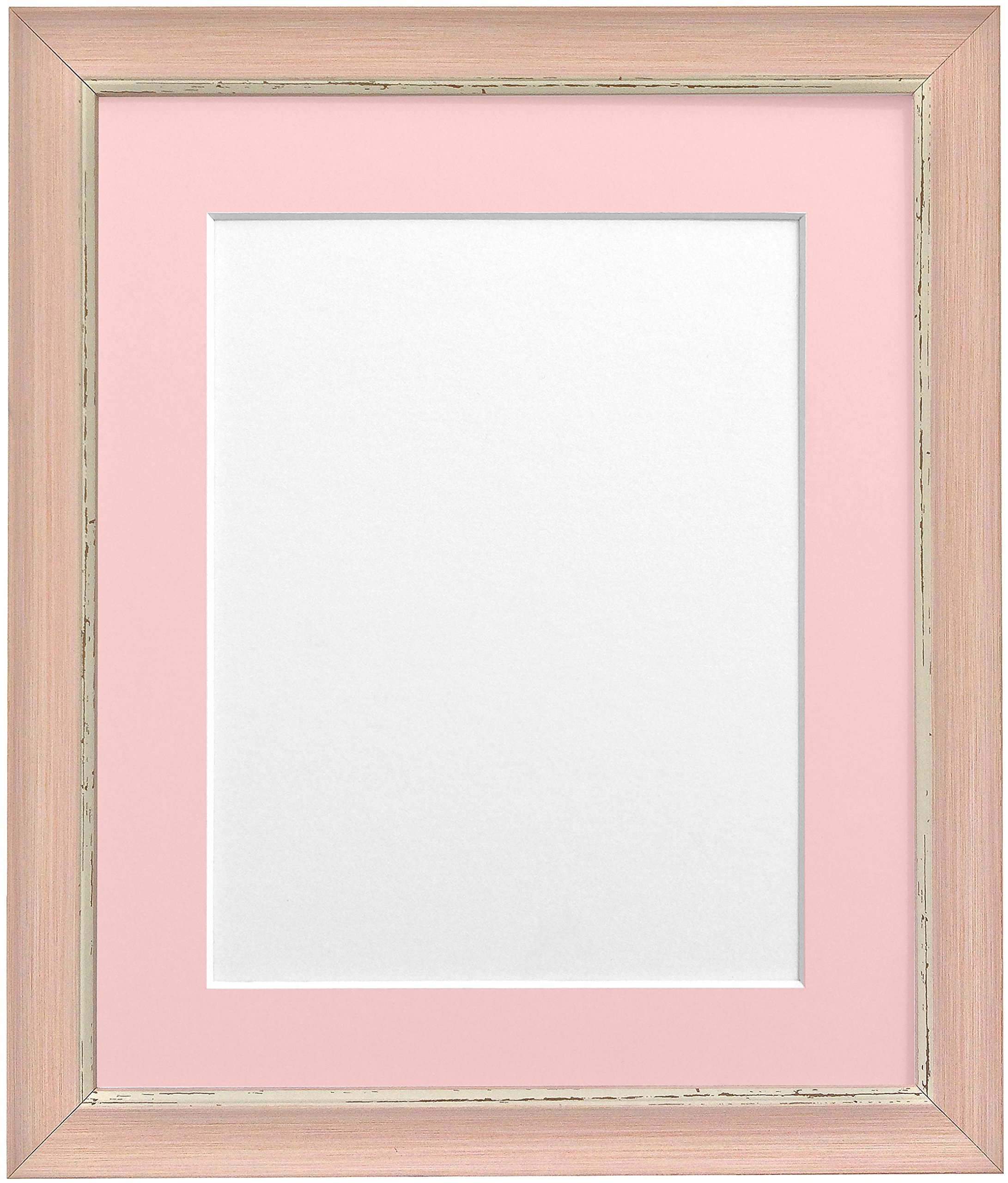 FRAMES BY POST Nordic Distressed Pink Photo Frame with Pink Mount 12"x12" Pic Size 10"x10"