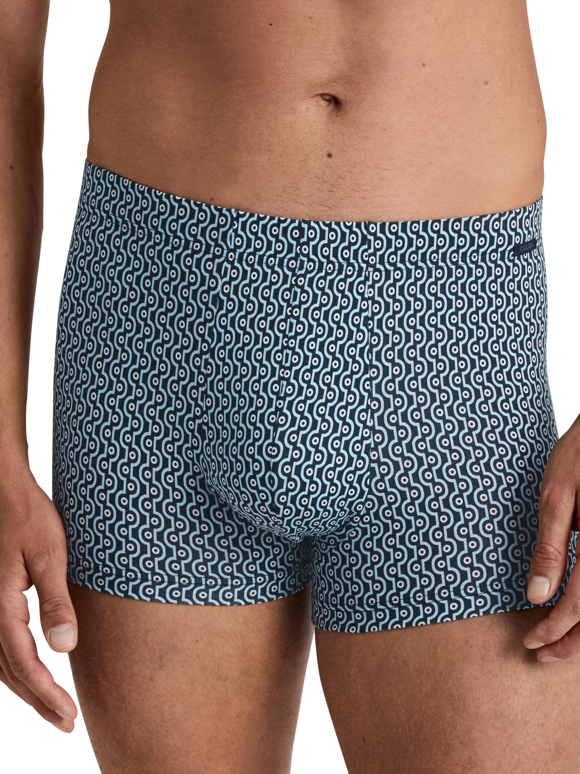 CALIDA Grafic Cotton Men's 100% Supima Cotton Boxer Shorts with Fabric Covered Elastic Waistband