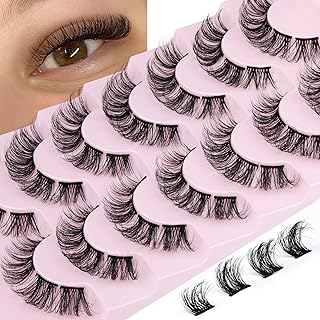 JIMIRE Cluster Lashes Extensions Natural Volume Individuals Cat Eye Wispy False Eyelashes DIY Lashes Natural Look Like Eyelash Extensions 15MM 5D Fluffy Lashes 7 Pairs Pack
