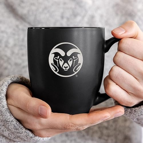 Miniatura 244 de Rico Industries NCAA Primary - Taza personalizada de 15 onzas, color negro mate, para bebidas calientes o frías Nebraska Cornhuskers