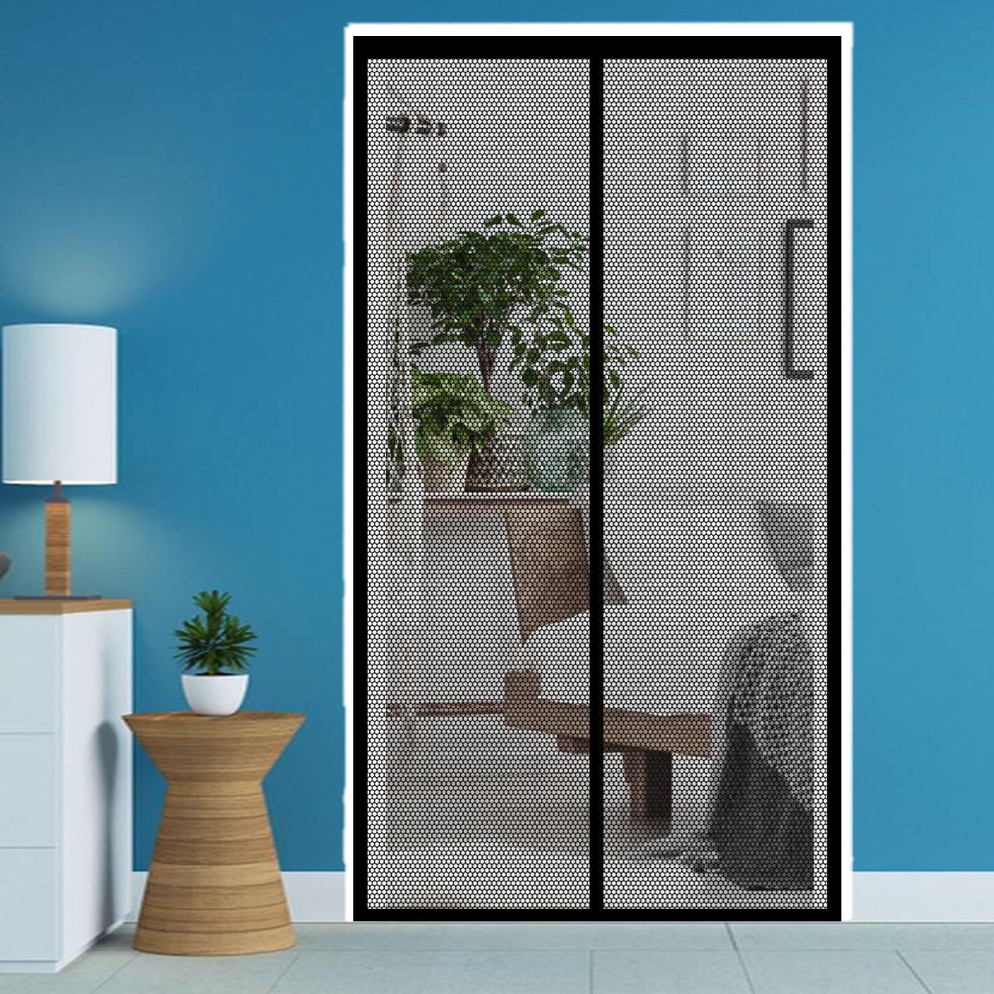 Moustiquaire Porte Fenêtre Aimantée 75 x 196 cm Rideau Anti Mouche Fermeture Automatique Installation Facile Sans Outils pour Porte de Balcon, de Cave et de Terrasse, Noir