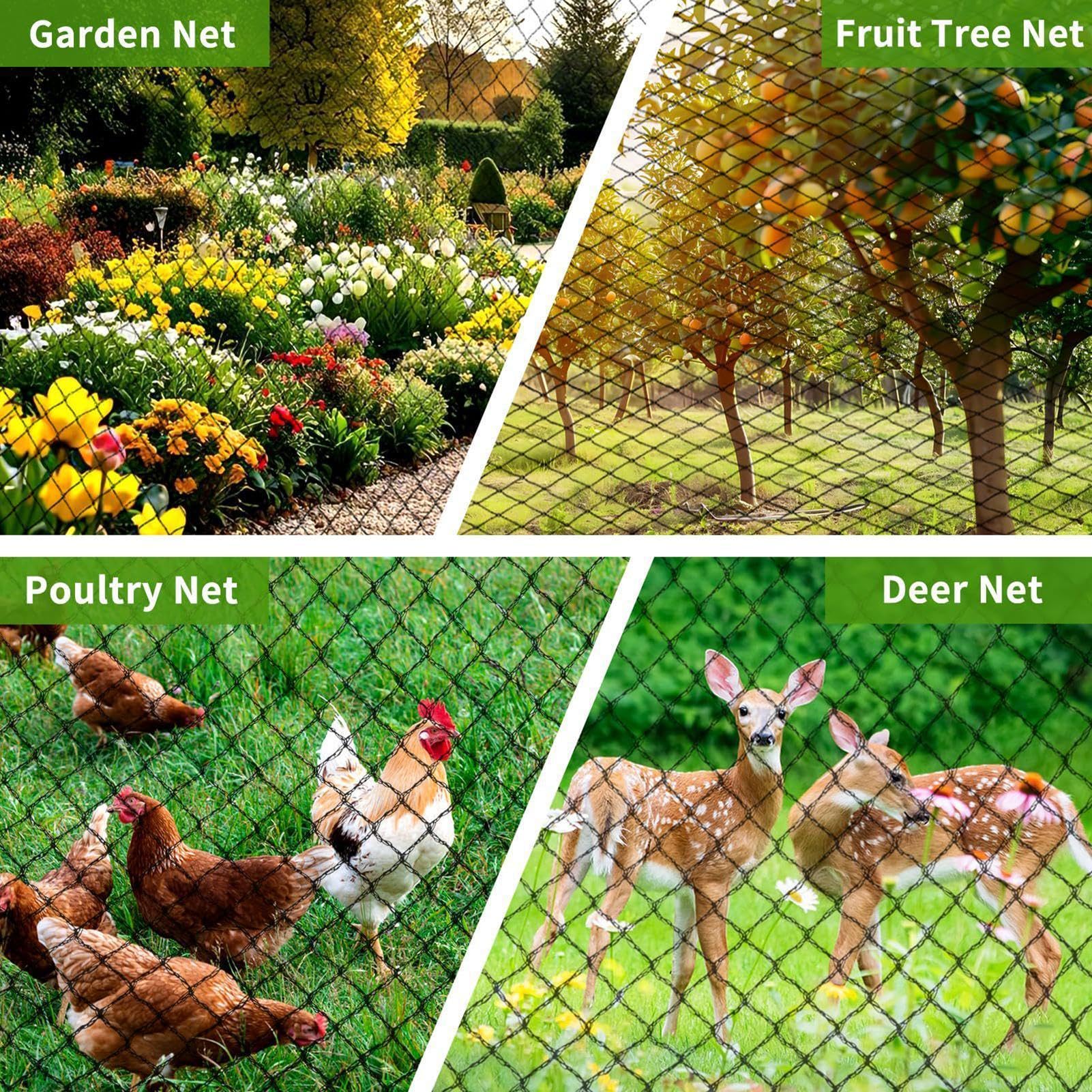 Garten-Pflanzennetz mit Bindern & Pfählen, Schutznetz