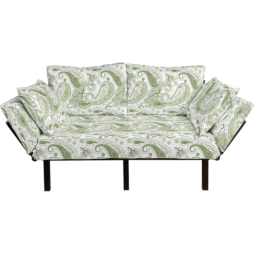 Lunarable Paisley Futon Couch, Pastel Color Scheme with