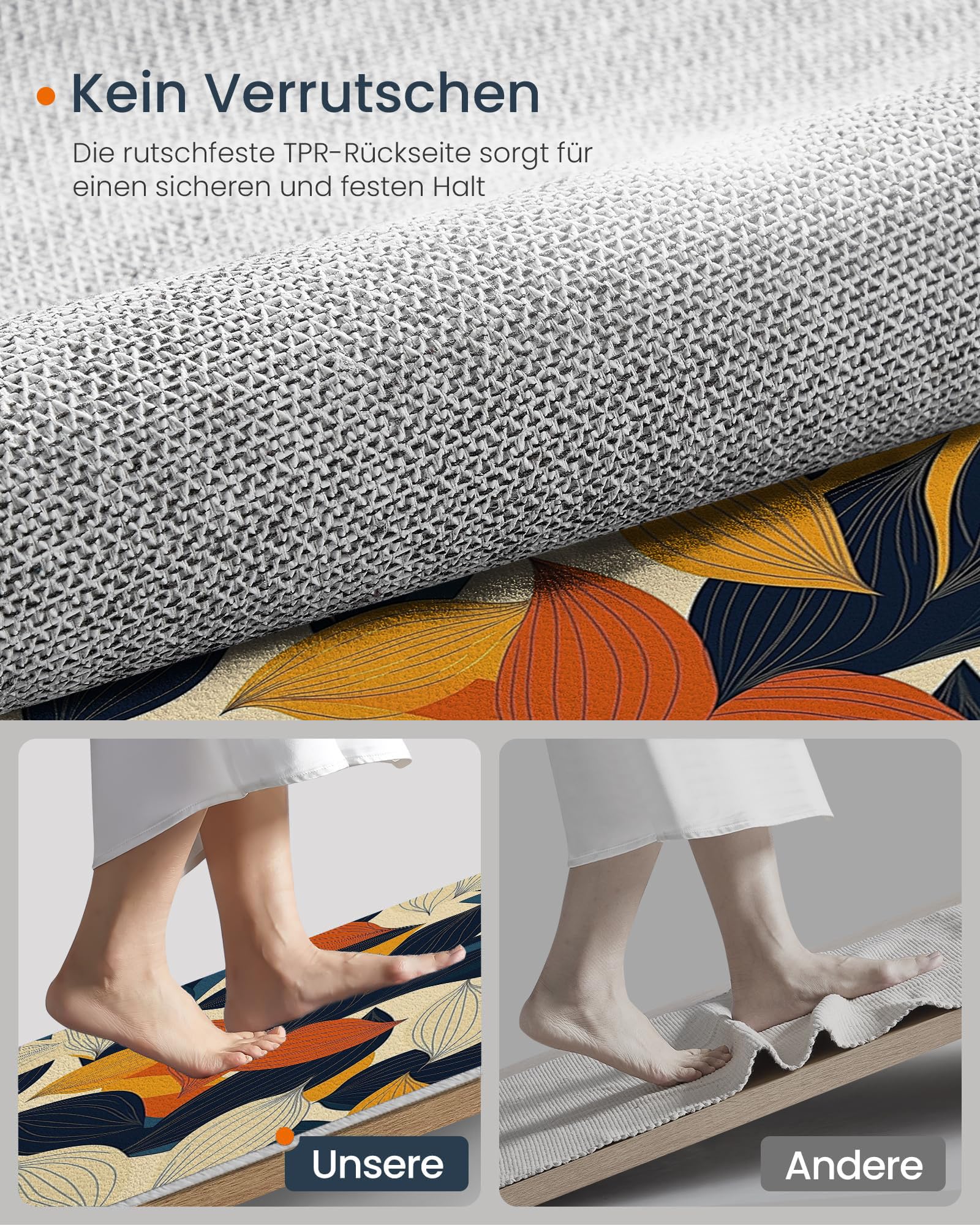 Teppich Rund 120cm, Maisblätter Geometrie Bedrucktes Design, Weich und Flauschig Retro-Botanischer Stil Küchenteppich, rutschfest Waschbar Senfgelb Teppich für Kinderzimmer Wohnzimmer Schlafzimmer