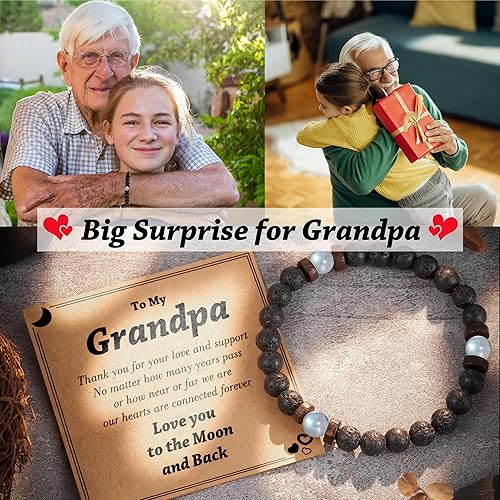 Miniatura 5 de Tarsus Regalos para el día del padre para hombres, papá, marido, novio, abuelo, hermano, piedra natural, cuentas de piedra luna, pulsera hecha a