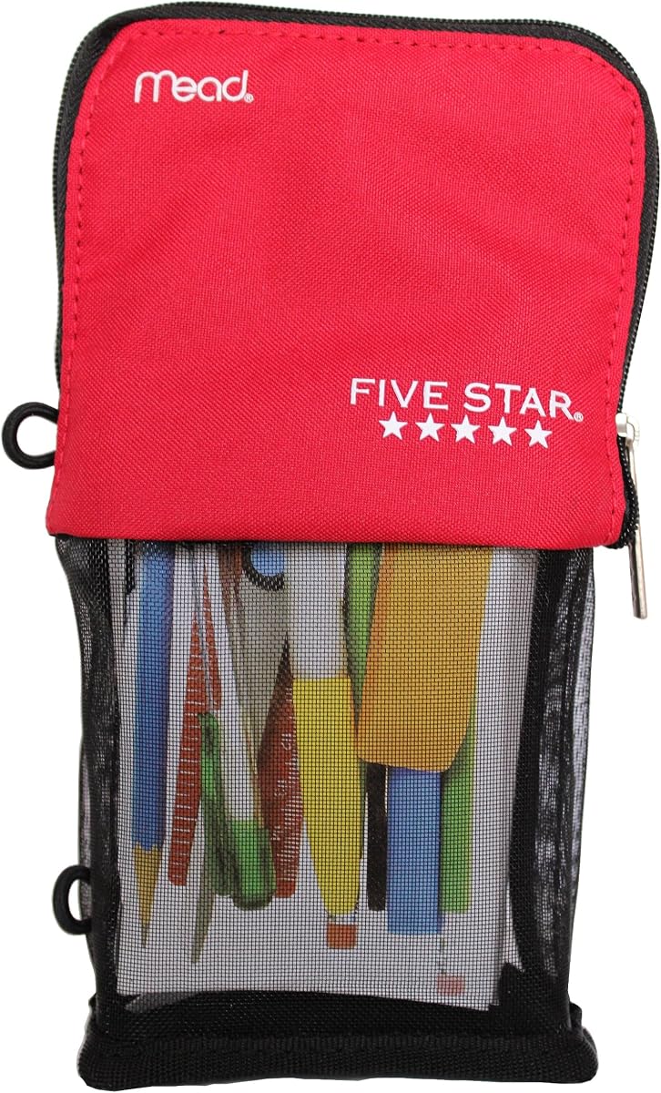 Five Star Stand and Store Self Standing Pencil Pouch, Colors May Vary