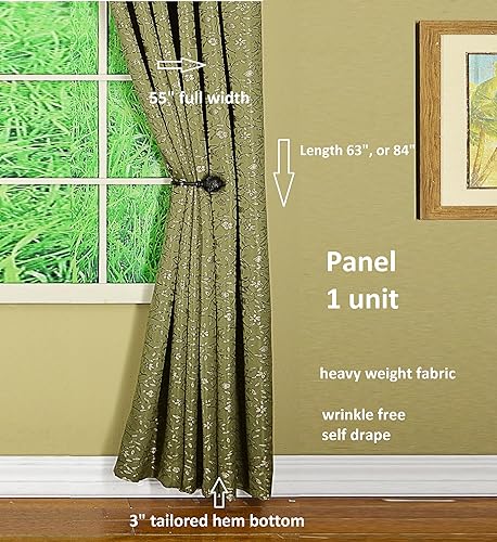 Vista 34 de Today's Curtain Lexington Panel 55 pulgadas de ancho x 84 pulgadas de largo, crudo/salvia