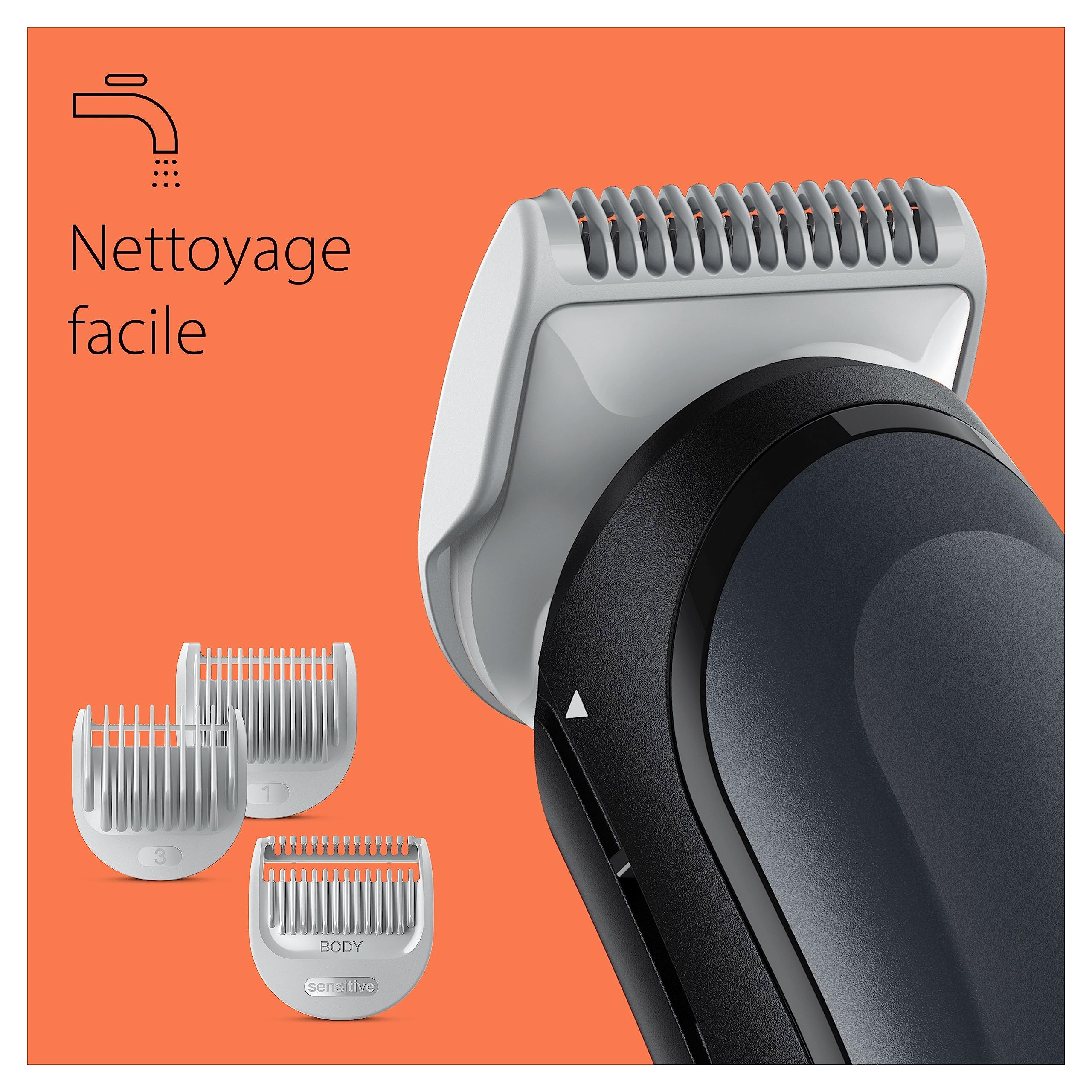 Braun Tondeuse Electrique Pour Le Corps Series 3 Homme, Torse, Aine, Aisselles, Styling Et Plus, Pour Un Rasage Doux, Aux Sabots Clipsables, Lavable, 80 Min D'autonomie, 3340