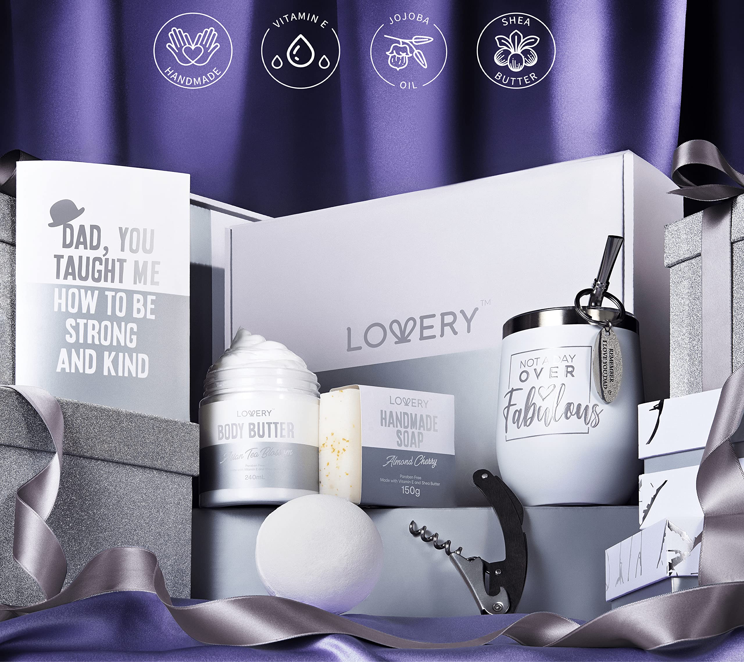LOVERY Juego de regalo para hombres, kit de spa con vaso, productos de cuidado personal para él, marido, padre, jefe, hermano, novio, tío, juego de regalo único de spa