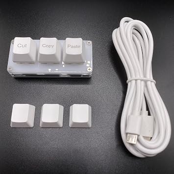 BTXETUEL Mini 3 Keys Cut Copy Paste Ctrl X C V SayoDevice Keyboard RGB Macro Pad Gaming Mechanical OSU Keypad Programmable for Work and Gaming White