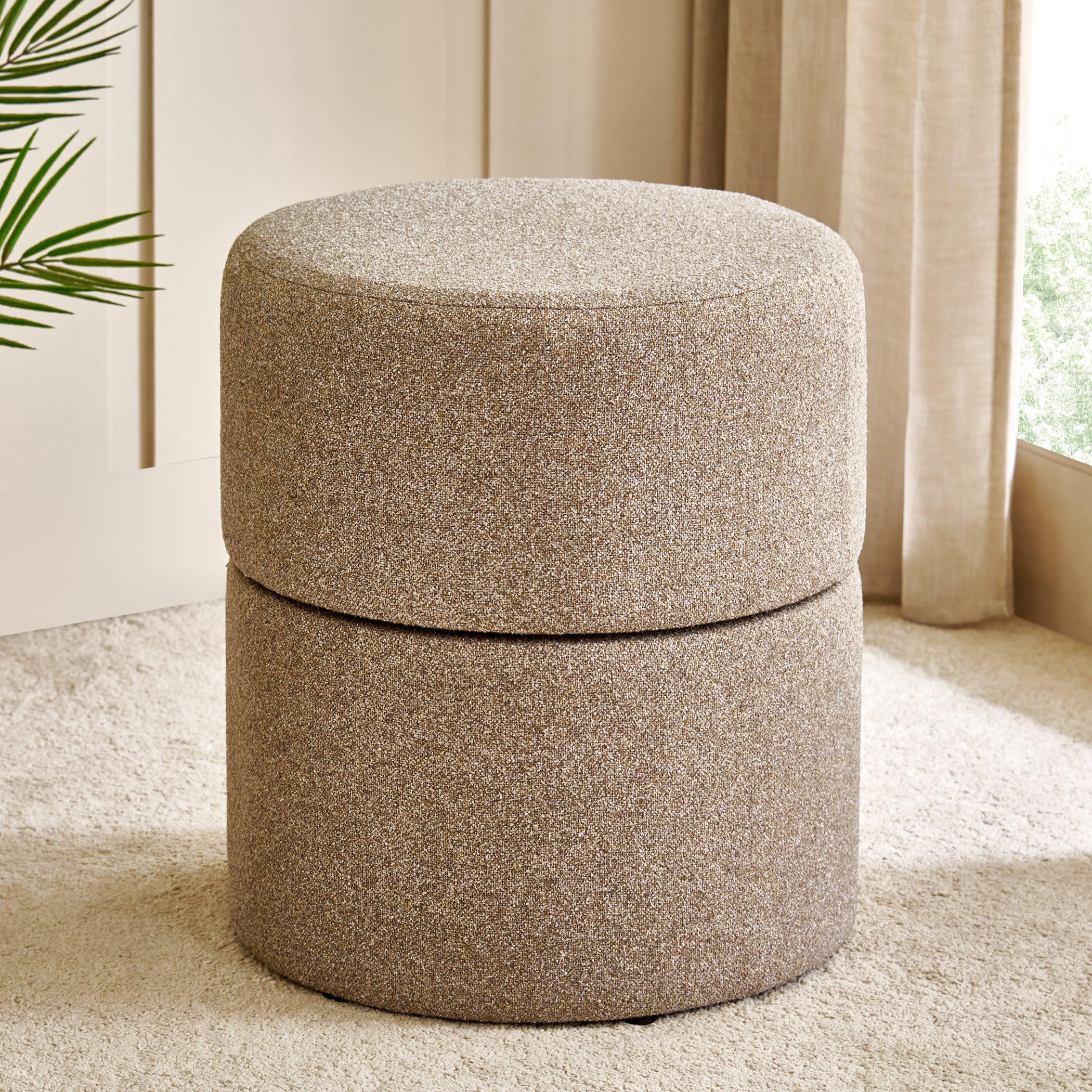 Home Centre Elaine NXT Swivel POUFEE- Taupe | Polyester | Brown-image-49