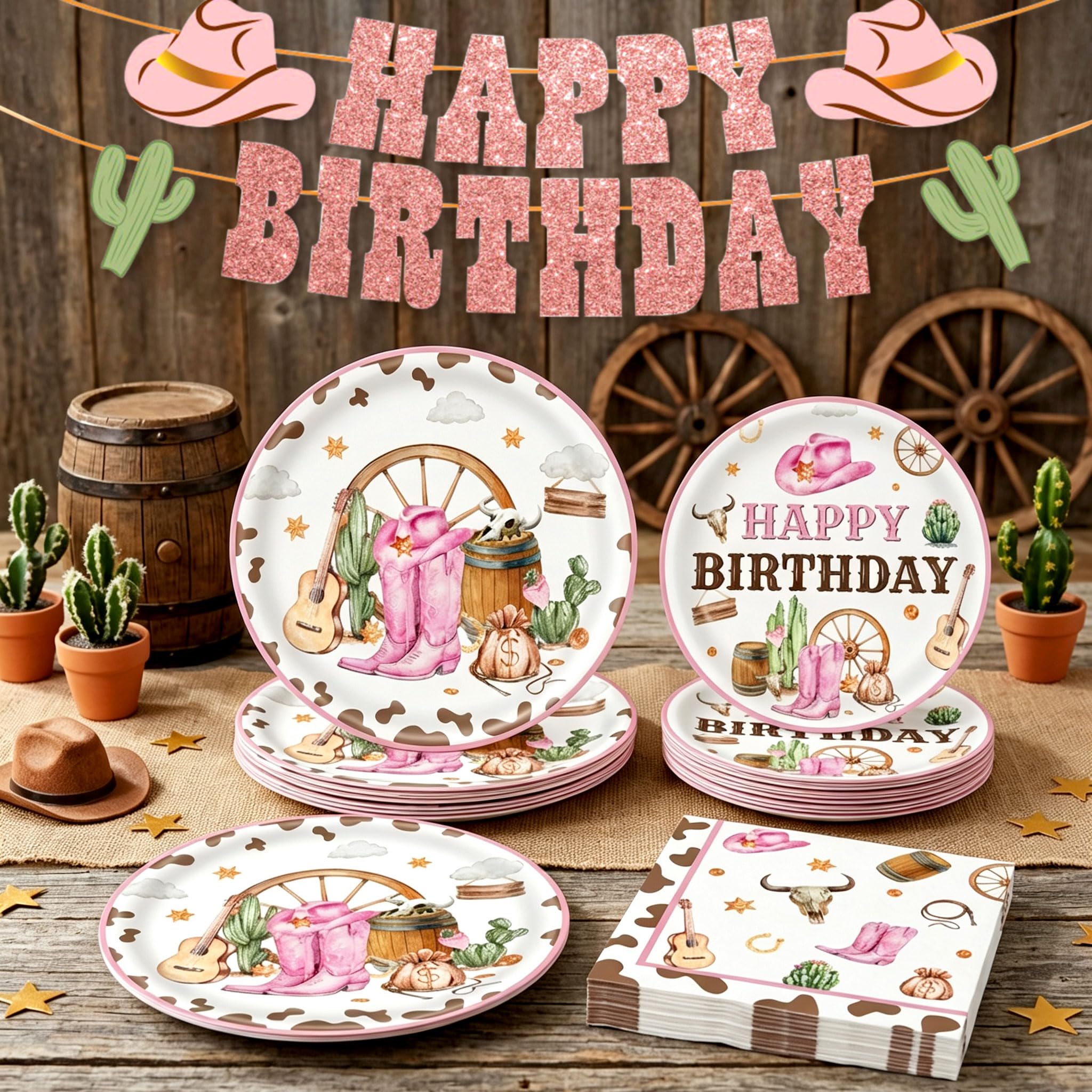 Western Cowgirl Birthday Party Supplies Disposable Cowgirl Plates Napkins