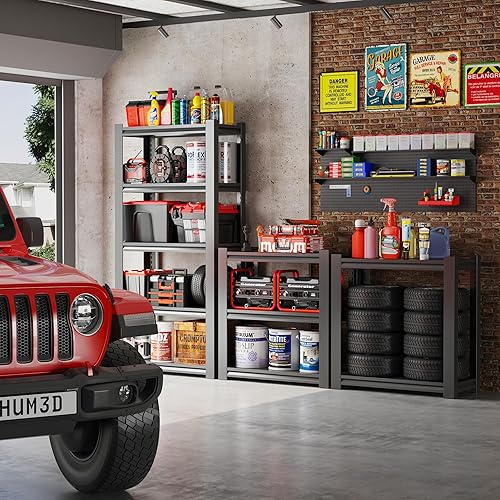 Miniatura 2 de Estantería de garaje de 72 pulgadas de alto, estantes de almacenamiento resistentes de 2500 libras, estantes de metal ajustables de 5 niveles para