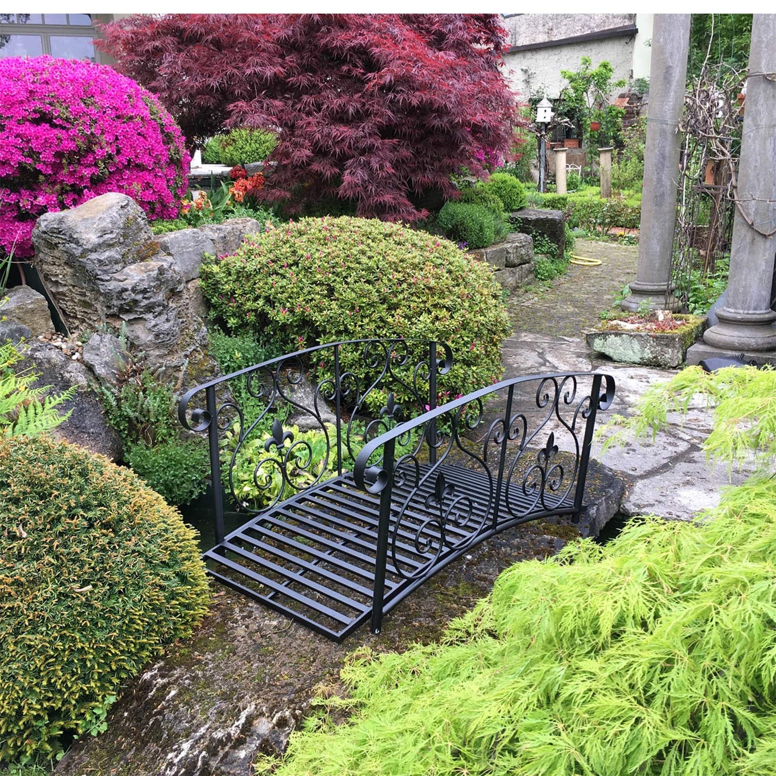 HTI living Brücke Fleur de Lis Gartenbrücke Teichbrücke