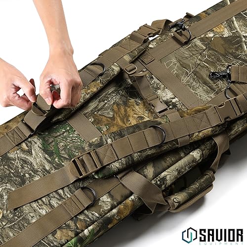 Miniatura 33 de Savior Equipment - Funda táctica americana clásica doble para transportar armas largas, pistolas, rifles, con mochila y correa, compartimento
