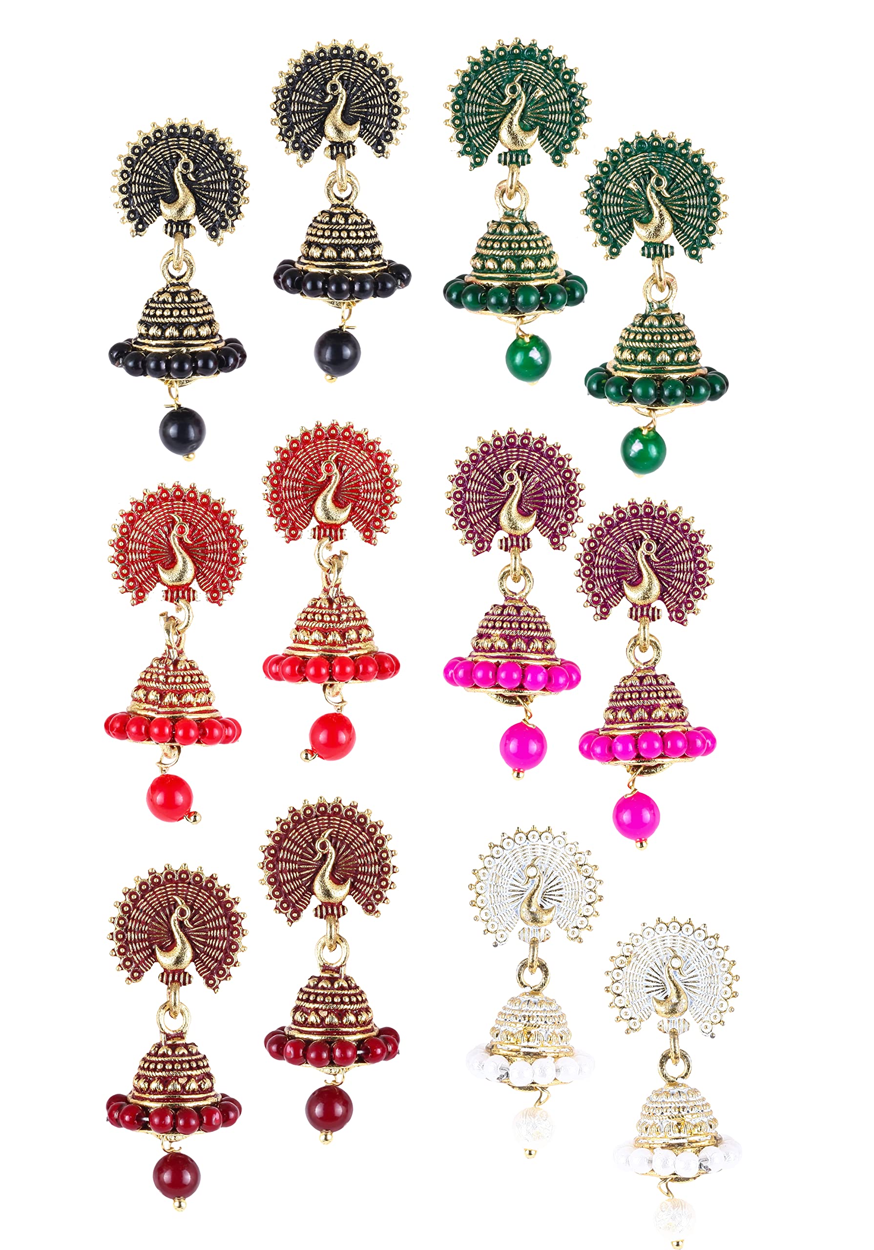 MEENAZ Peacock Jhumka Earrings for Women Girls Ladies Traditional stone kundans red green black blue yellow Ear rings Set stylish oxidised small Jhumki Combo Jewellery Birthday Anniversary Gift Wife (B0BG86HZJ5) Amazon Price History, Amazon Price Tracker