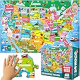 Giant Floor Puzzle for Kids Ages 4-6 – 2x3 Feet Extra-Thick 48 Pieces Toddler Puzzle Ages 3-5 – USA Map Educational Activity for Boys Girls – Premium Box with Sturdy Handle & Magnetic Closure