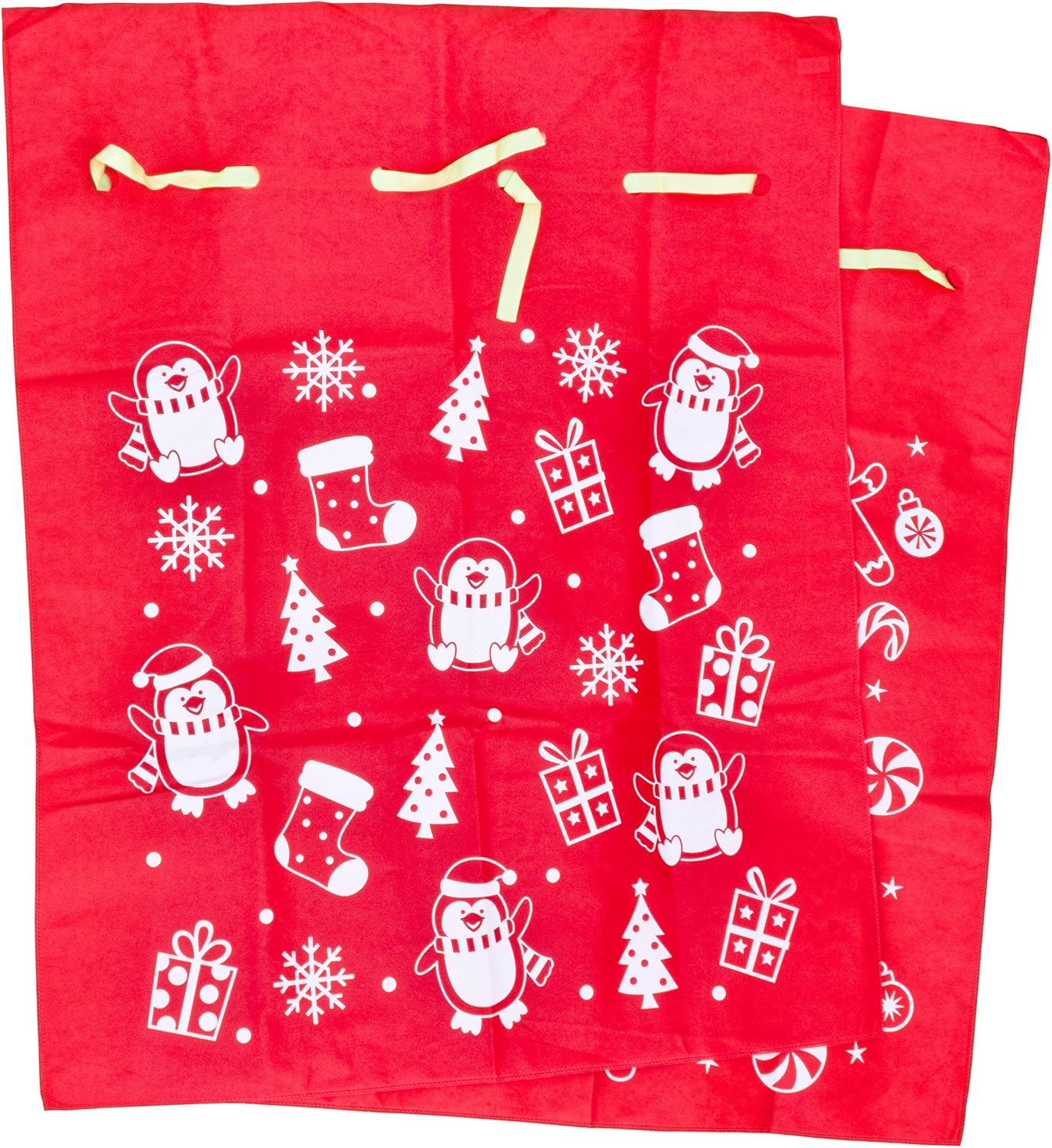 Iconikal Large Santa Claus Gift Present Sack, Red, 35 Inch x 44 Inch, 2-Pack