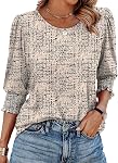 WIHOLL Blouses pour les femmes Robe décontractée 3/4 Longueur Manches Femmes Tops avec Cuffs à la moche