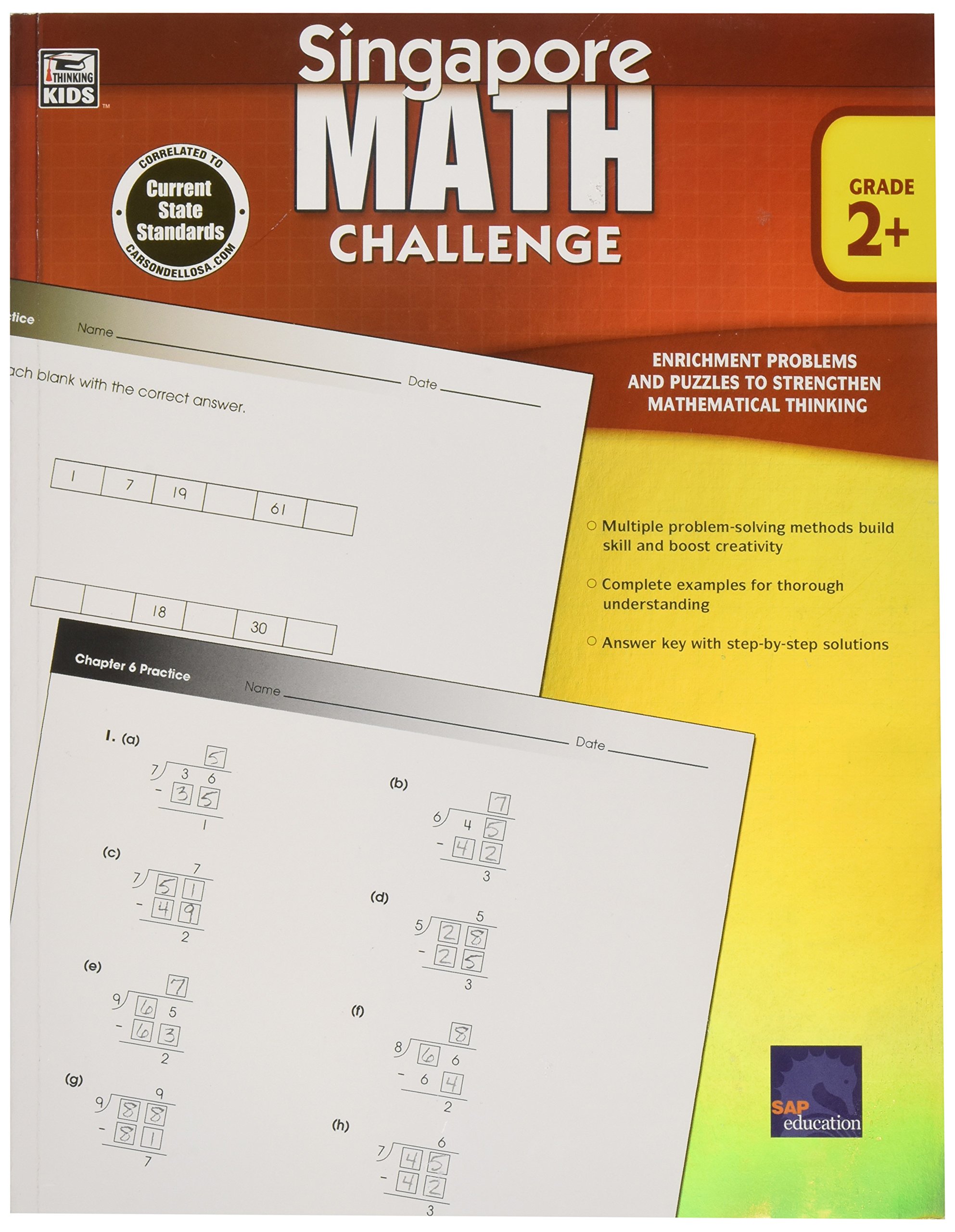 Frank Schaffer 704279 Singapore Math Challenge, Grade 2 and Above, 0.63" Height, 8" Width, 8" Length