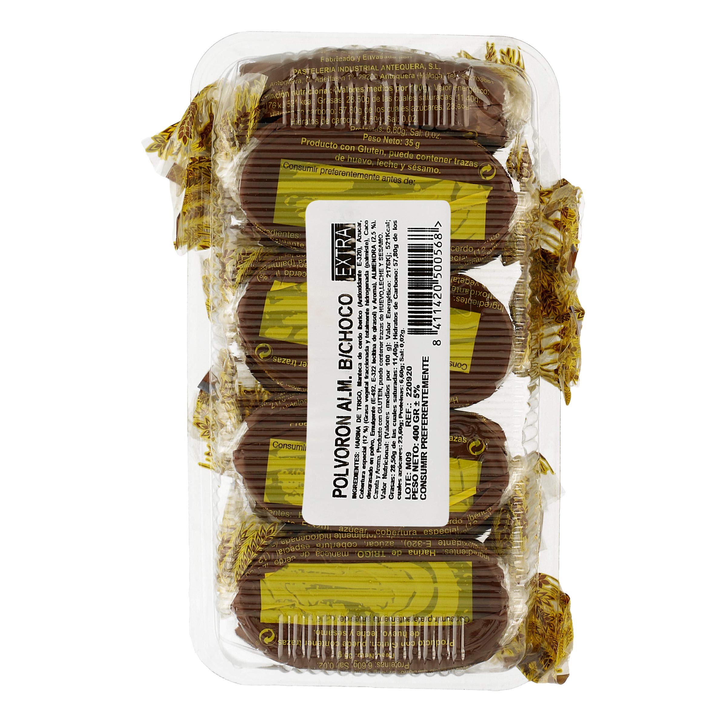 Polvorón de Almendra Bañado en Chocolate LOS PRIMITIVOS AGUILERA 400 gr