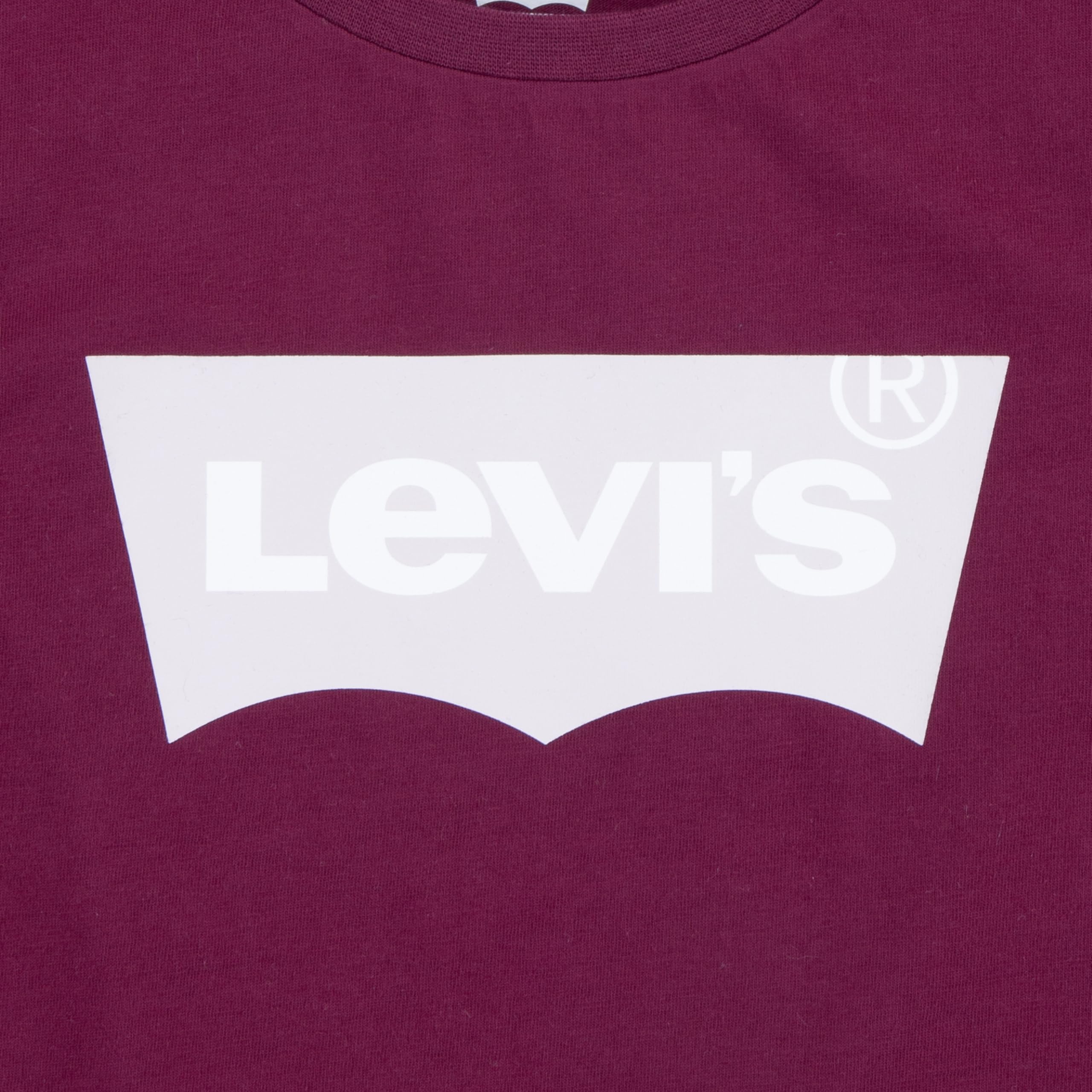 Levi's Dziewczęca koszulka nietoperz dla dzieci, Czerwony, 2-3 lat