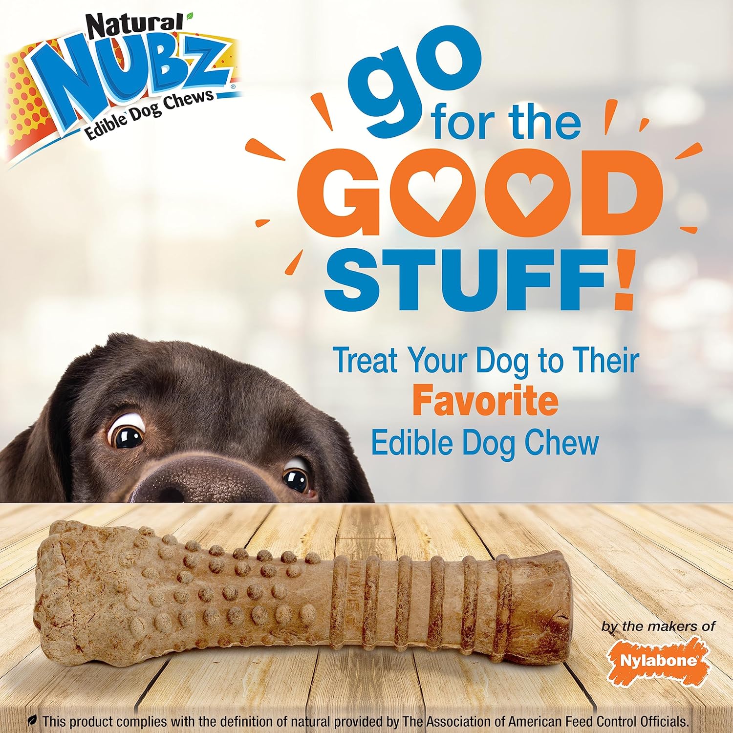 Nylabone Nubz Wild Natural Dog Chew Treats for X-Large Dogs, Long Lasting Dog Chew Bones Made in USA, Bison Flavor, for Dogs Over 50 lbs. (1 Count) (Pack of 4)