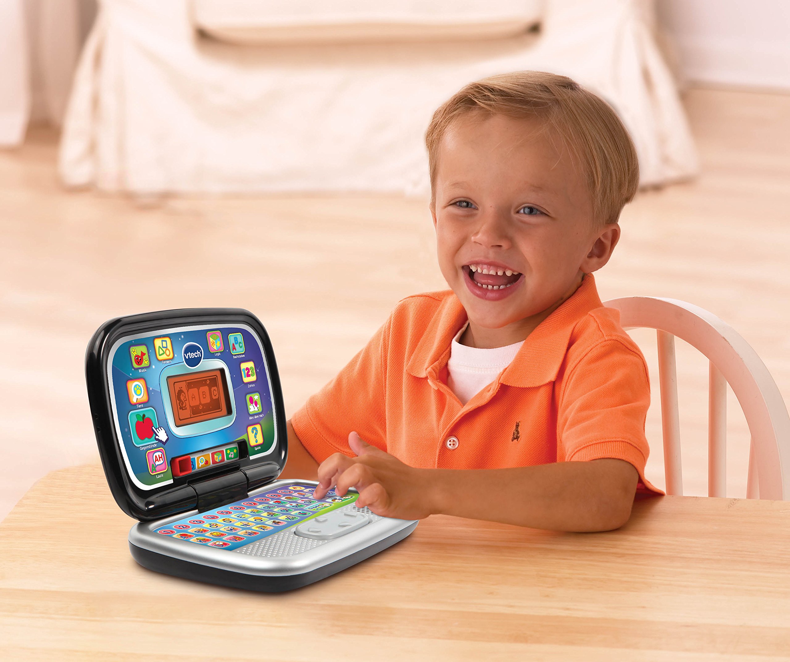 VTech Bit Smart Computer Nero, Computer Interattivo per Bambini, Computer con Mouse ed Effetti Luminosi, Comoda Maniglia, Gioco Bambino con Animali e Forme, Lingua Italiana, Batterie Incluse, 3-7 Anni