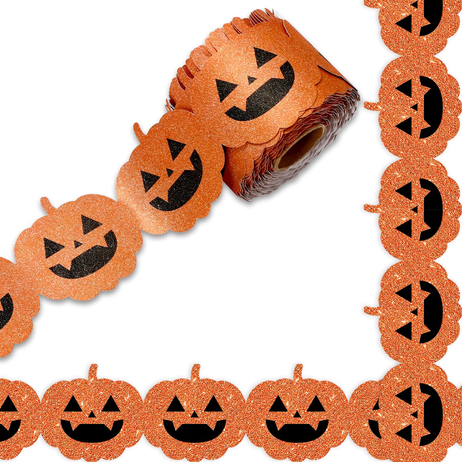 Bordure tableau d'affichage Halloween orange pailleté Whaline 20m
