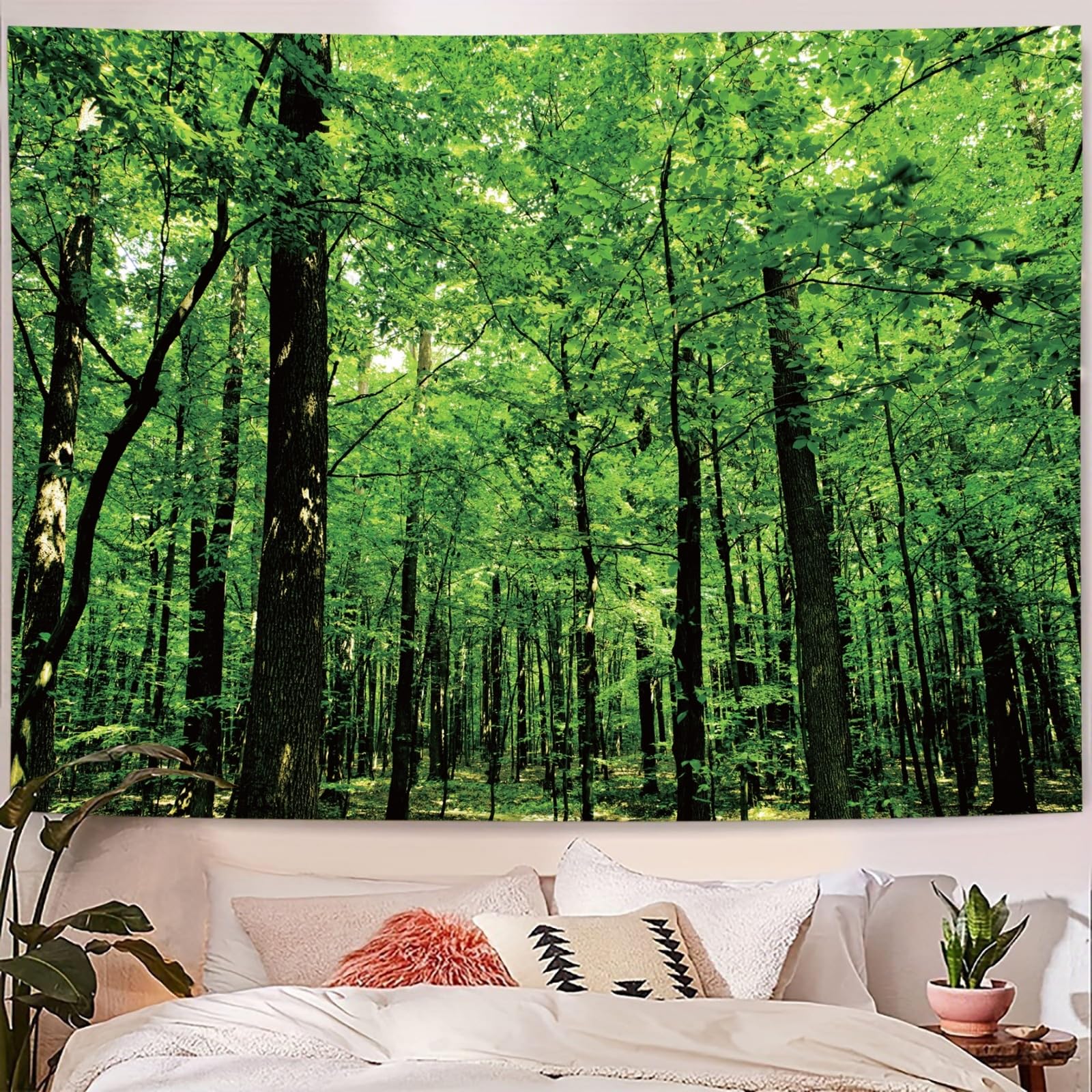 Skcess Wall Hanging Forest Tapestry Nature Tapestry Landscape Wall Cloth Tree Tapestry Jungle Wall Decoration for Bedroom Living Room 150 x 130 cm - Image 3