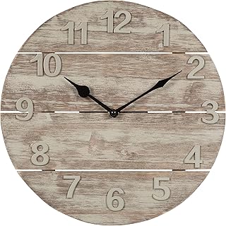 LaCrosse Clock 404-3430W 12-Inch Sunwashed Wood Analog Quartz Wall Clock