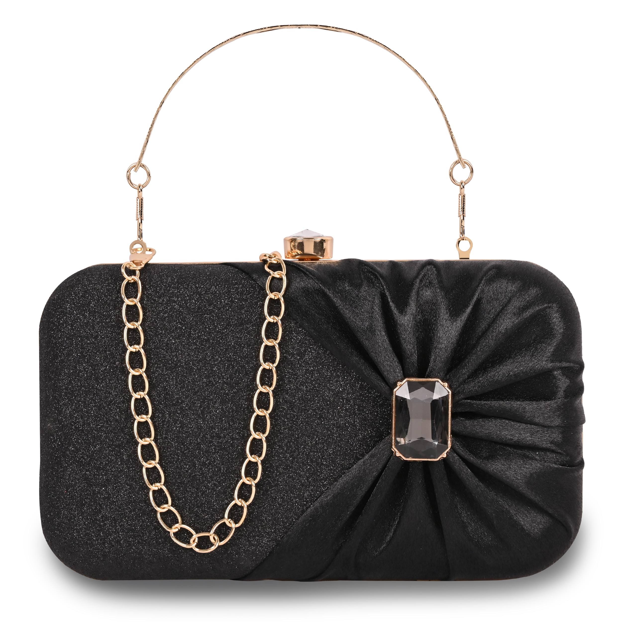 ADISA Studded formal party clutch with gold chain for women and girls (CL107-BLA) (B0CW17KTJ8) Amazon Price History, Amazon Price Tracker