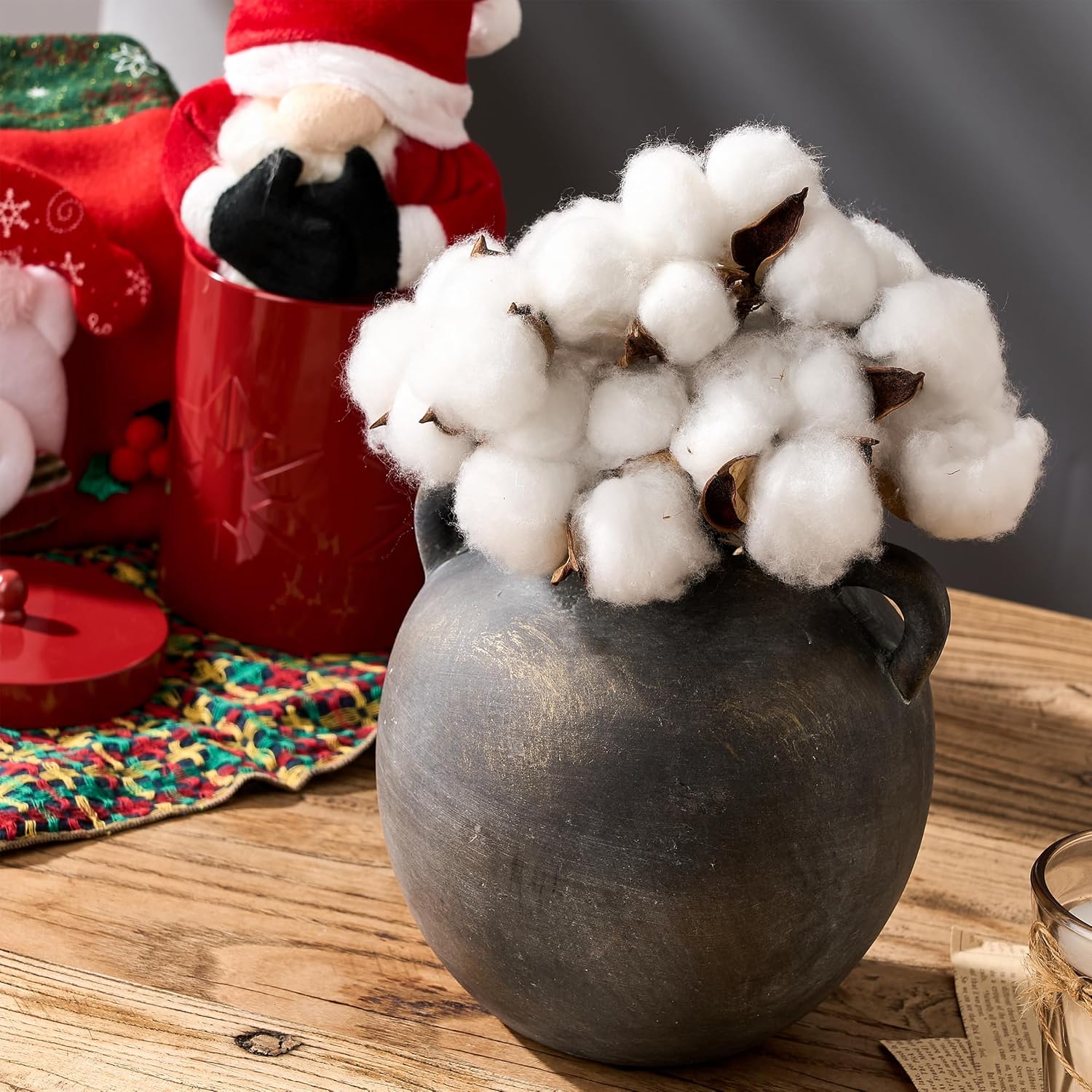 Ceramic Rustic Vase for Home Decor, 5.8 Inch Terracotta with Handles, Vintage Decorative for Flowers, Plants, Living Room, Table, Thanksgiving - Black Bronze - Image 6