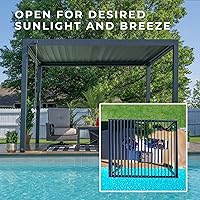 Vista 6 de Backyard Discovery Sarasota - Kit de pérgola con listones de acero galvanizado de 10 x 10 pies con techo ajustable, sombra, protección contra
