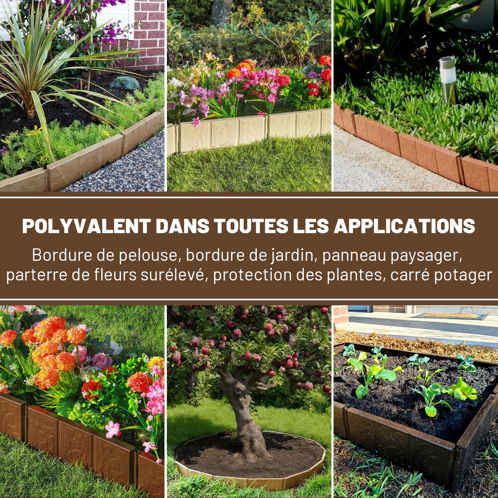 AUDEMAR Bordure de Jardin en Acier 10cm x 30cm Bordure de pelouse Flexible et très Résistant pour Aménagement Extérieur Facile à Installer pour Jardin Plantes Potager