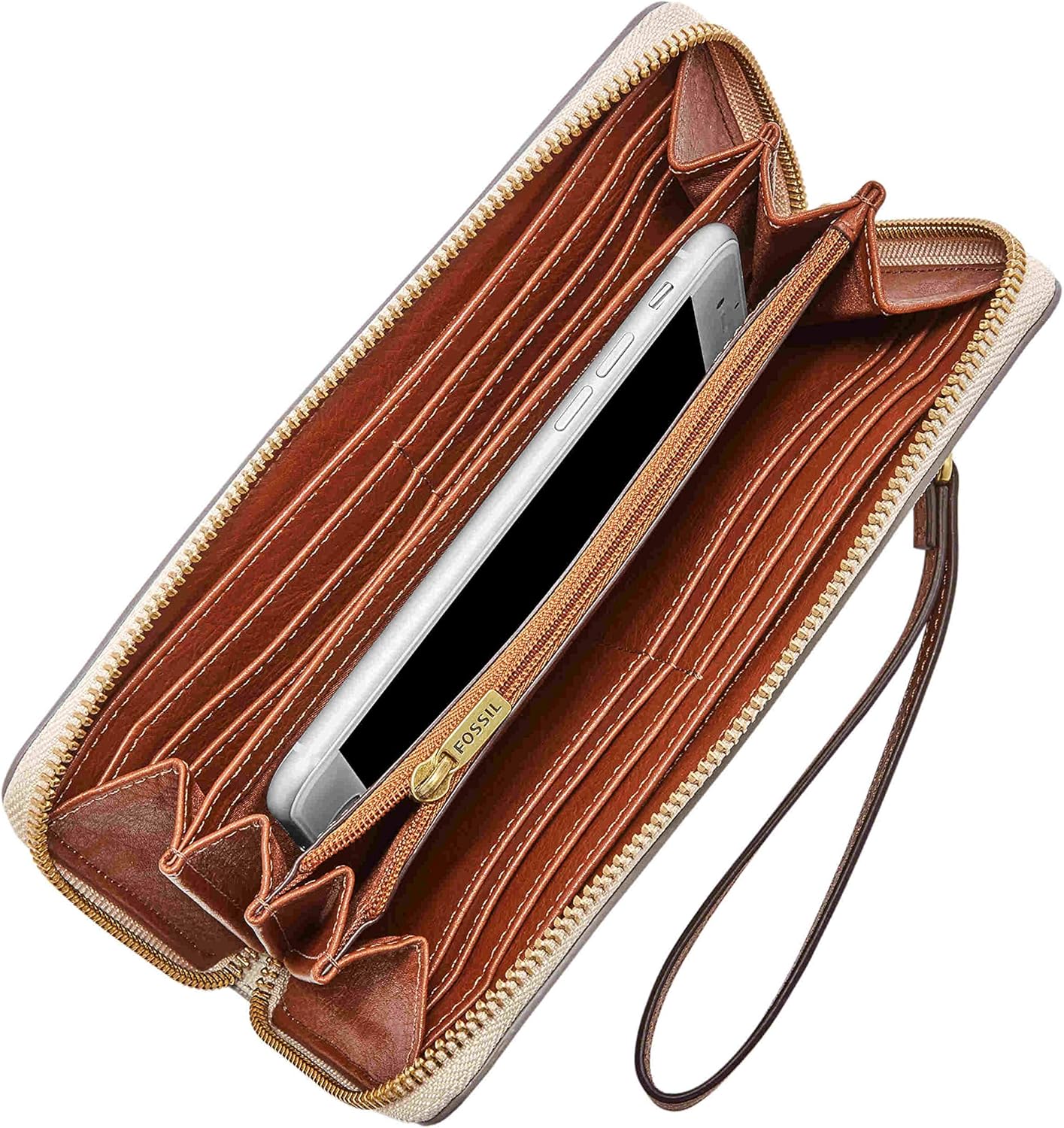 Fossil Women's Logan Leather RFID-Blocking Zip Around Clutch Wallet with Wristlet Strap for Women - Image 3