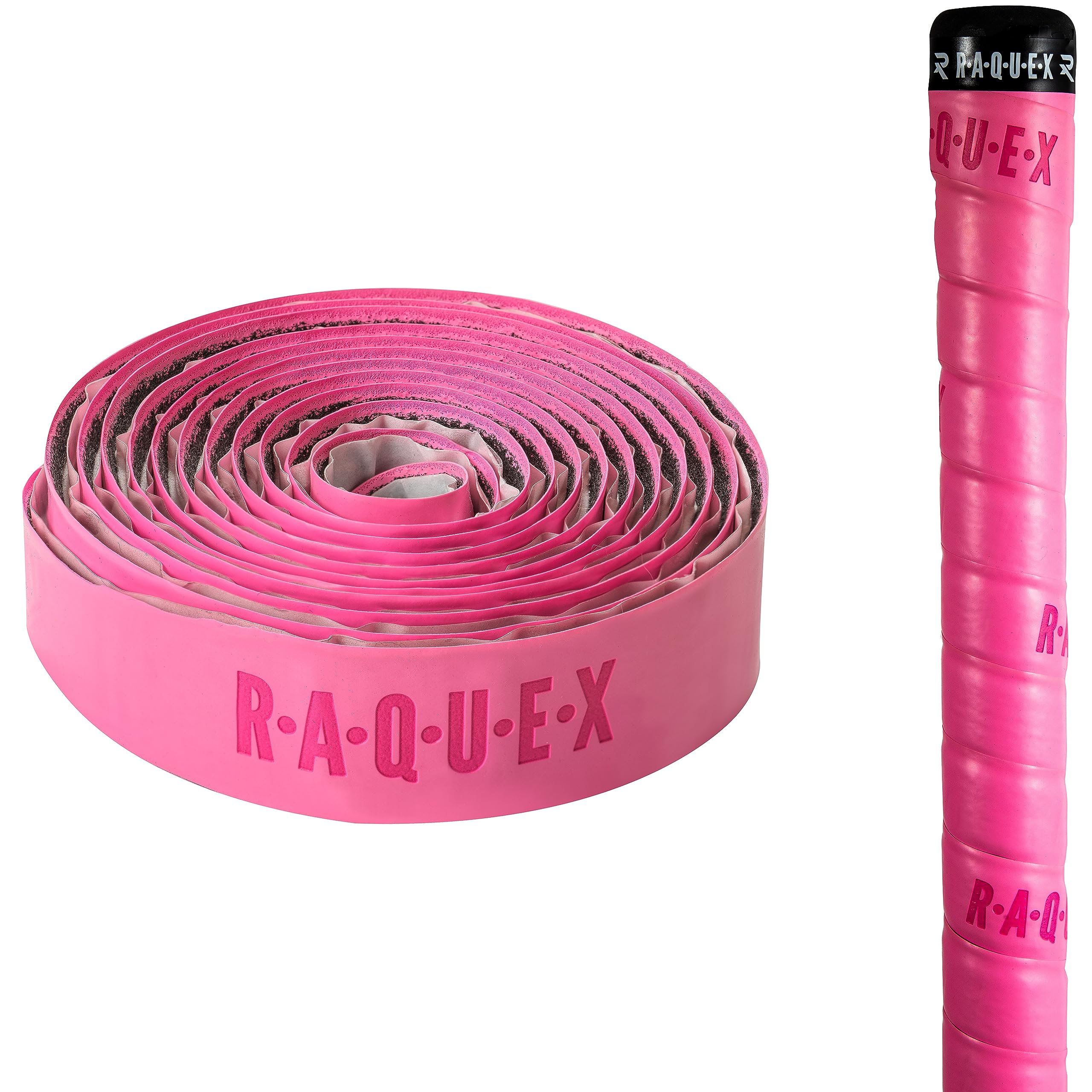 Raquex Cushion Hockey Stick Grip - Super-Grippy PU Material Hockey Grip, Over 2m Long, Soft and Absorbent, Minimises Vibrations. Self-Adhesive Backing, Extra-Long Length (Pink, 2 Grips)