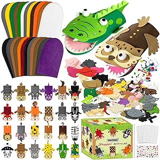 WATINC 24Pcs Hand Puppet Making Kit for Kids Large Medium Art Craft Felt...