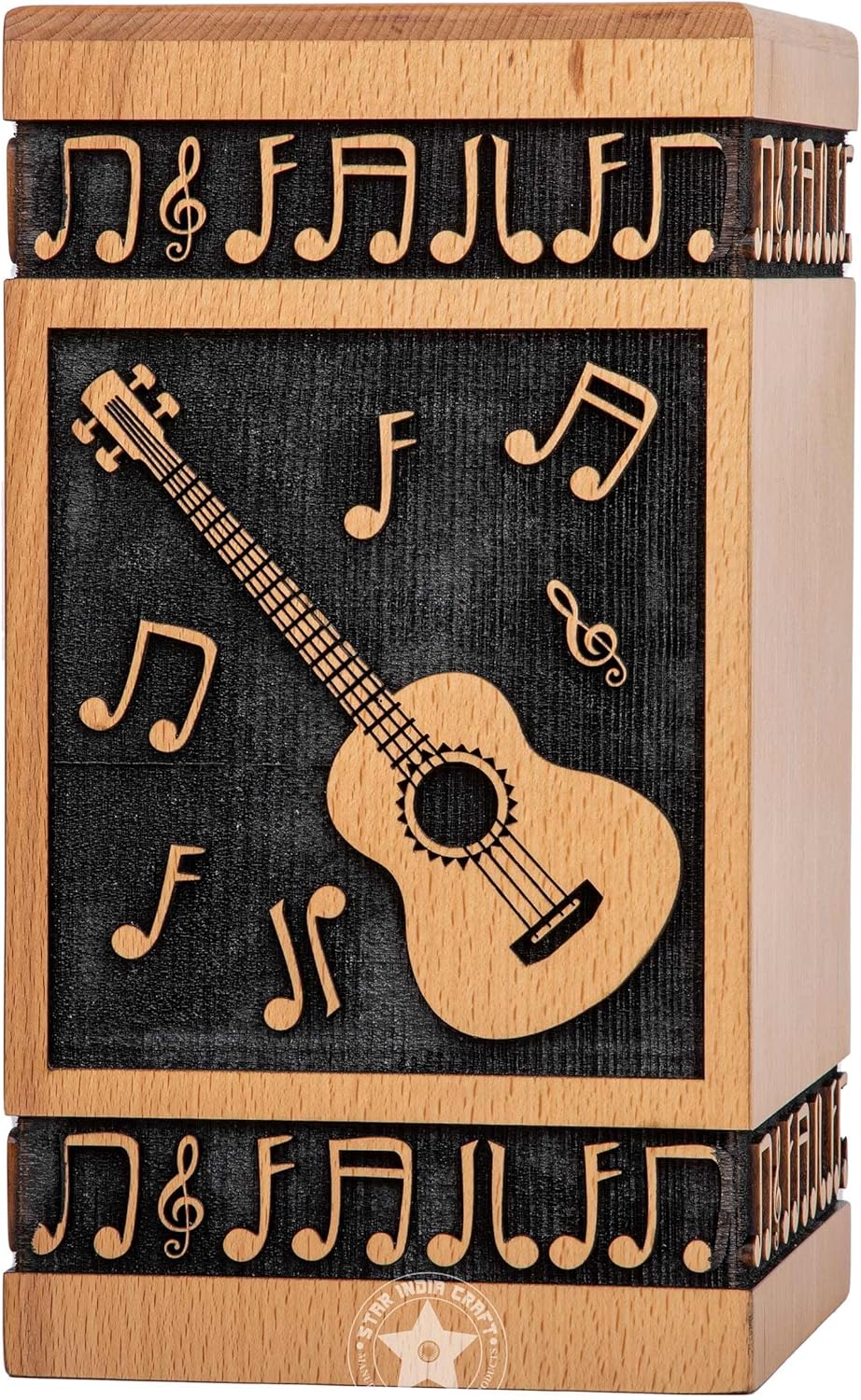INTAJ Cremation Urns for Ashes Medium Male Female Wooden Guitar Urns Box for Ashes and Casket for Men Women Child, Pets Cat Dog Urn Burial Funeral Memorial Urns for Ashes Holds up to 20 lbs