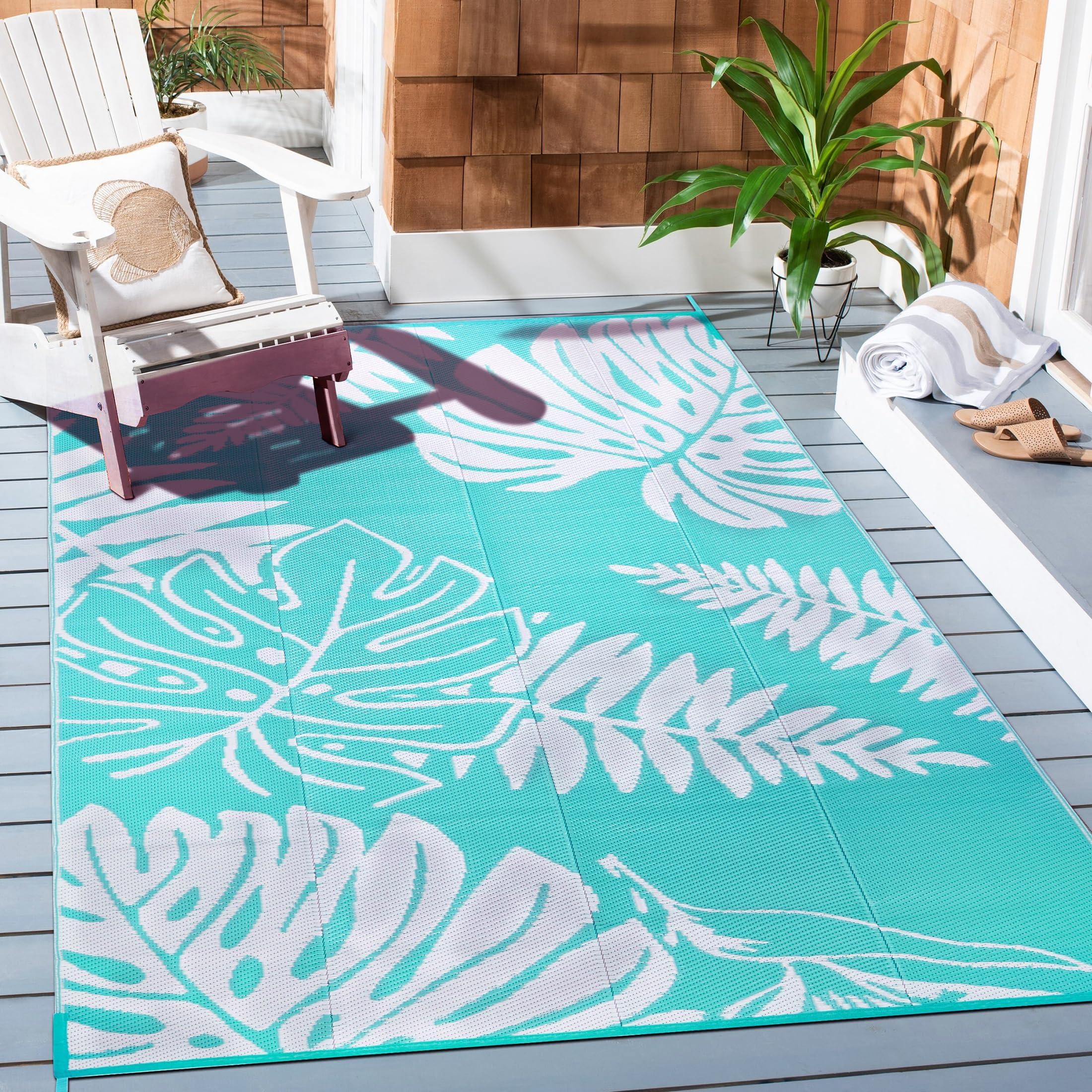 COZYLOOM Outdoor Rug 5x8 Waterproof Rug Foldable Reversible