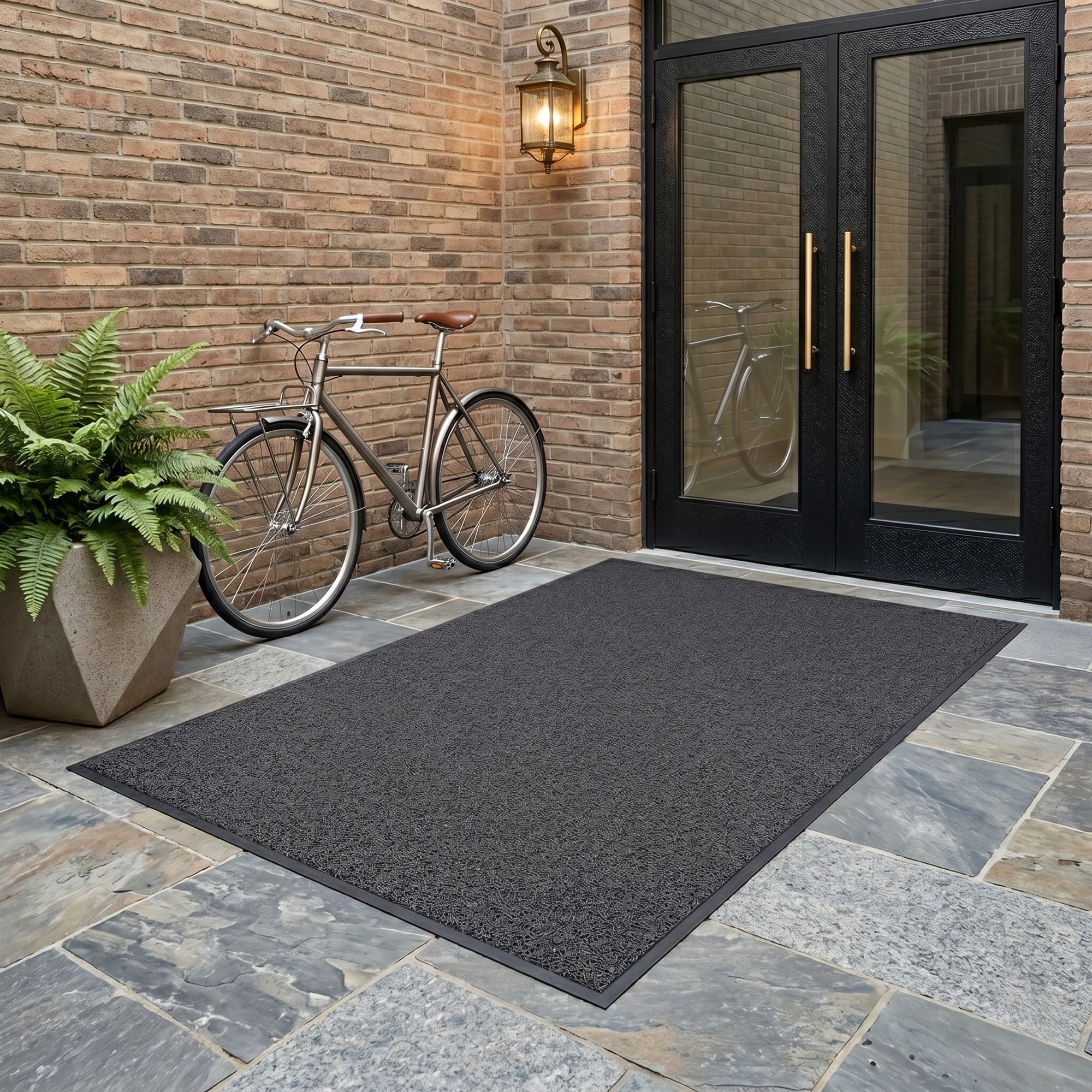 Felpudo de Rizo de PVC para Entrada Comercial Candela, Alfombra Atrapasuciedad Antideslizante y Drenante Interior y Exterior, Rollo a Medida de 120 cm de Ancho, Color Gris - 120 x 600 cm
