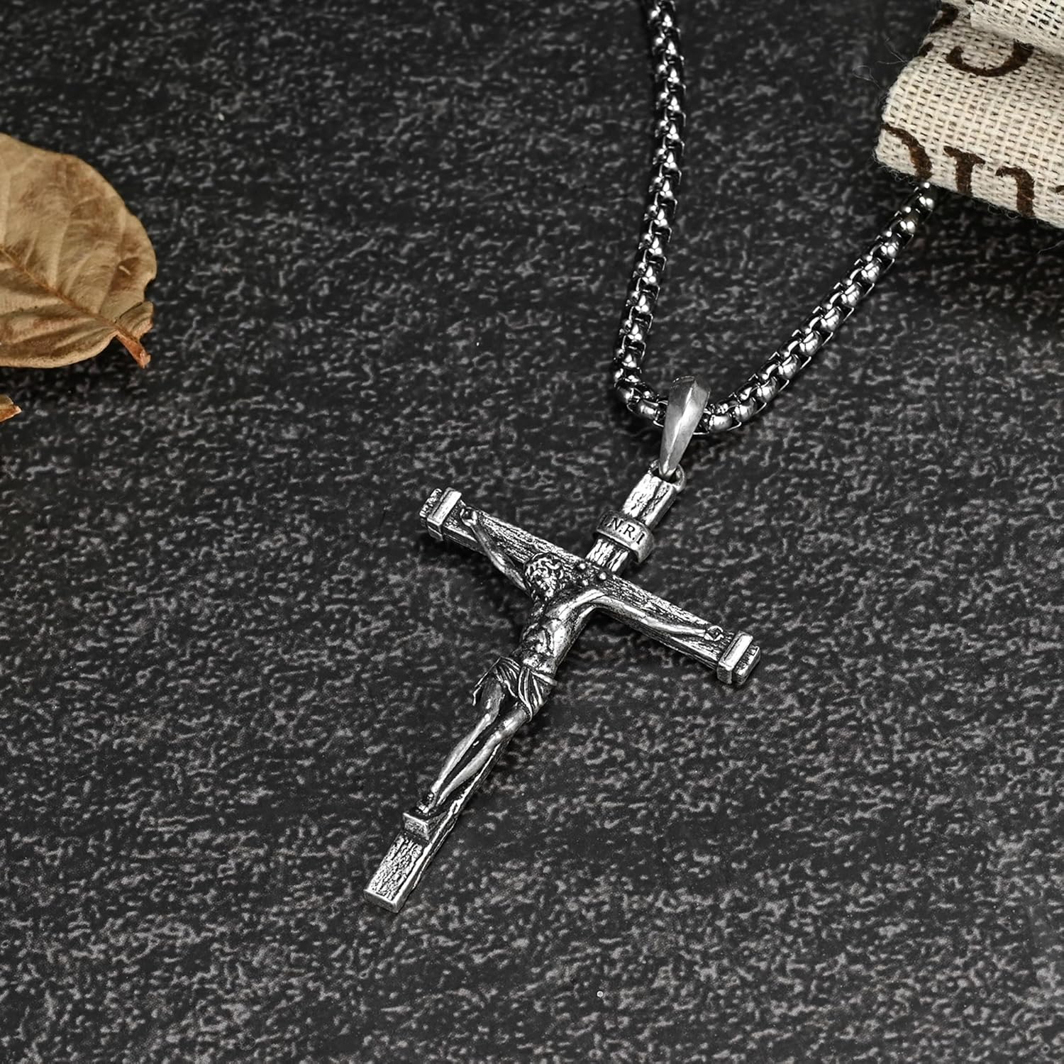 BGCOPPER Sterling Silver Crucifix Pendant for Men, Catholic Jesus Cross Necklace for Women, 925 Sterling Silver Crucifix Necklace with Jesus Religious Gift for Easter Christmas - Image 6