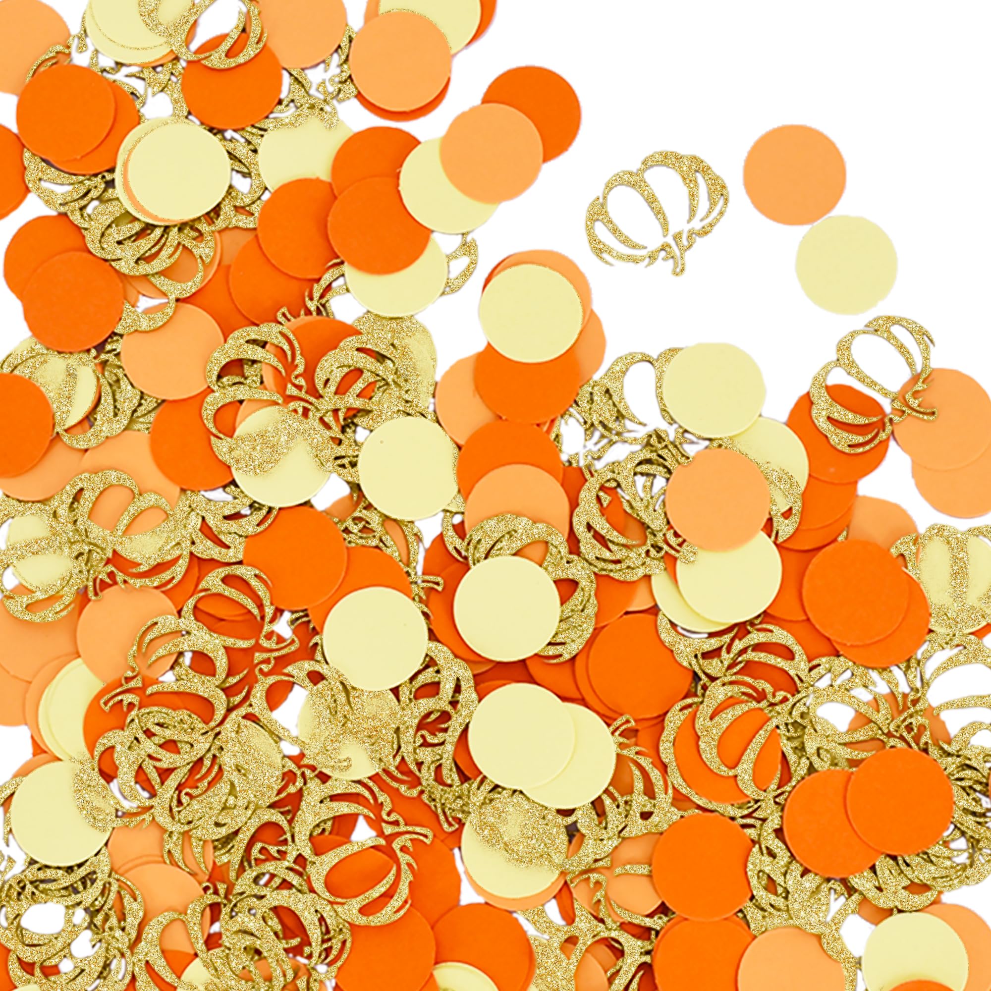 RICHHHA 200pcs Gold Glitter Pumpkin Confetti Circle Dots fall Confetti Thanksgiving Little Pumpkin Baby Shower Decorations Table Decor For Halloween Wedding Birthday