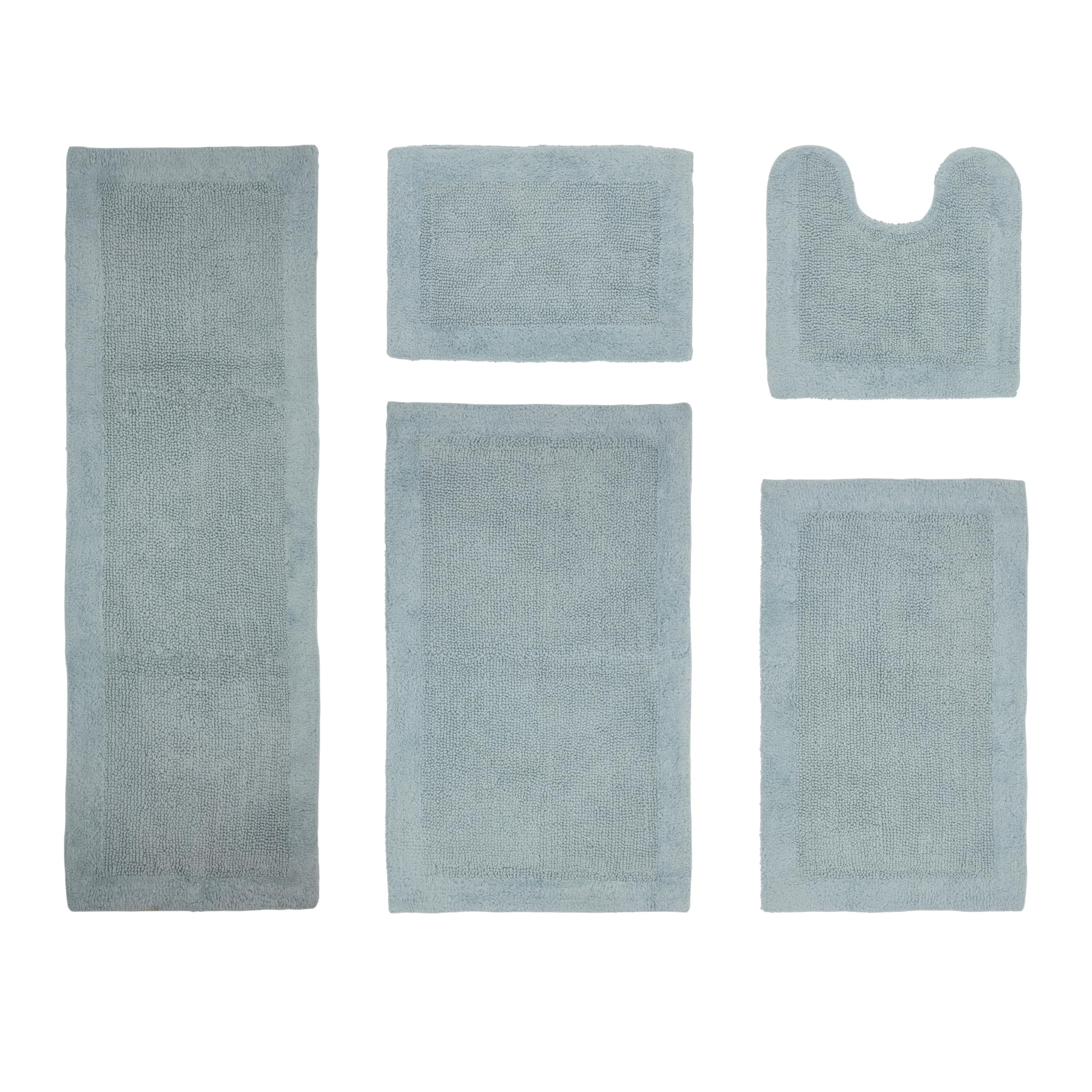 Better Trends 5 Piece 100 Cotton Bathroom Rug Set Reversible Ultra Soft Comfortable Machine Washable Bath Rugs for