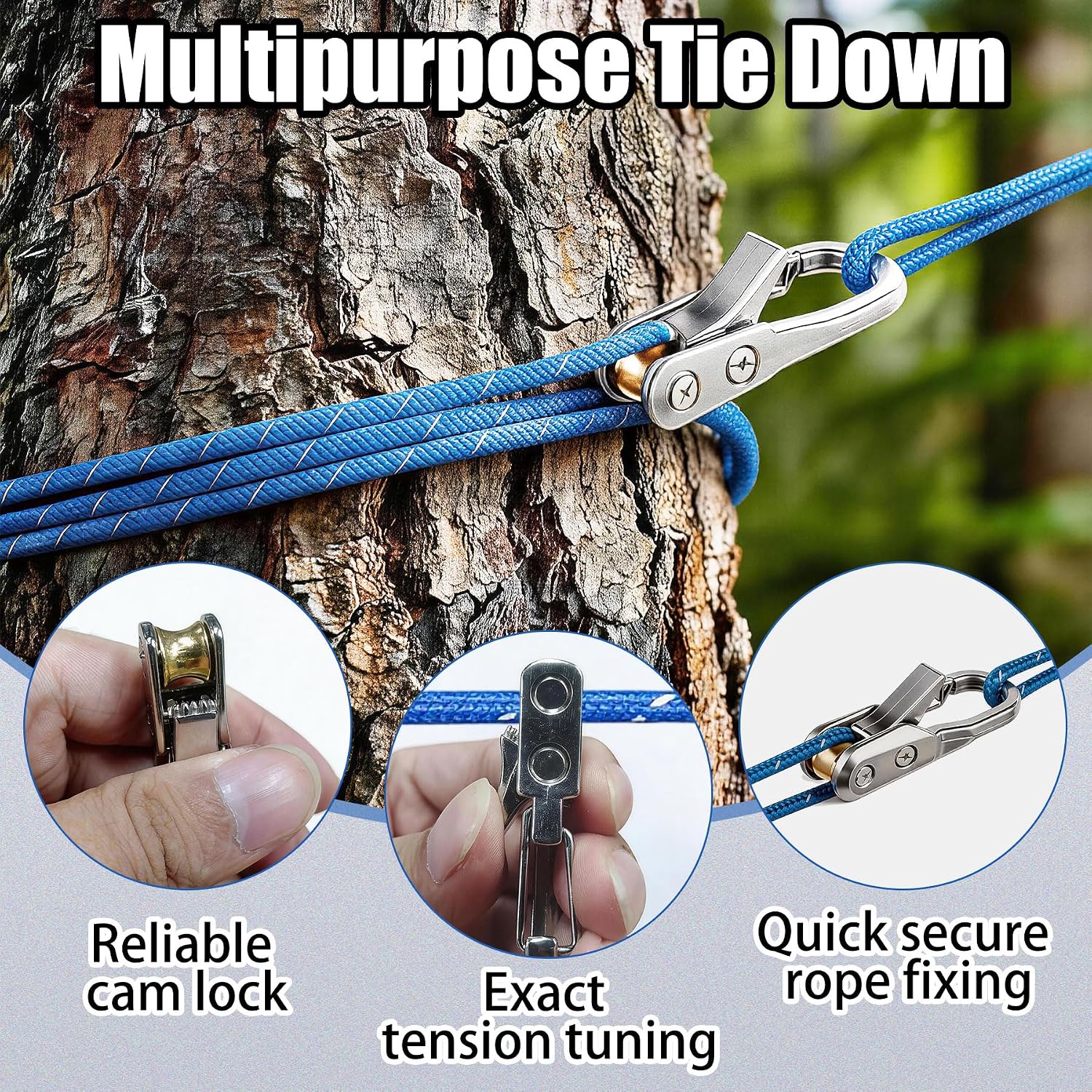 12 Roller Tensioners &4 Rope Reflective Cord for Camping Outdoor Tool